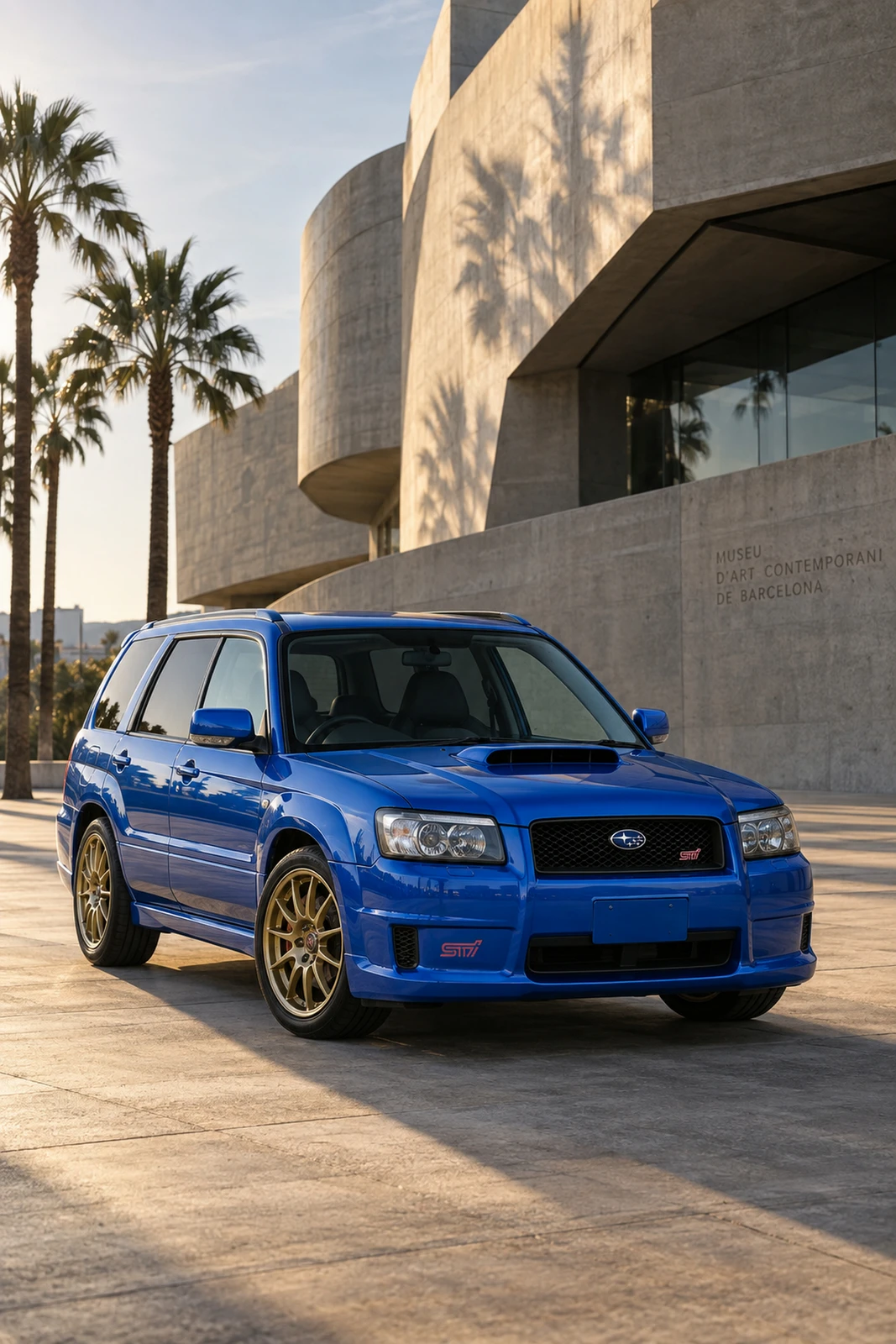 АВТО 1008511 Субару Forester STI SG9 синий Барселона бетонный музей