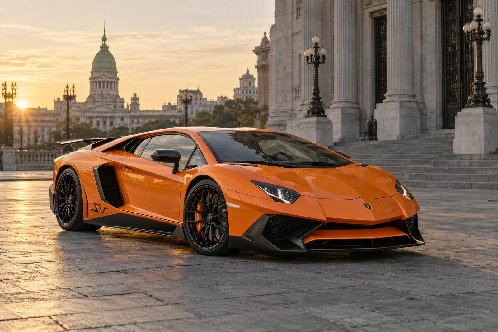 АВТО 1008672 Ламборгини Aventador SV оранжевый Буэнос Айрес неоклассическая площадь