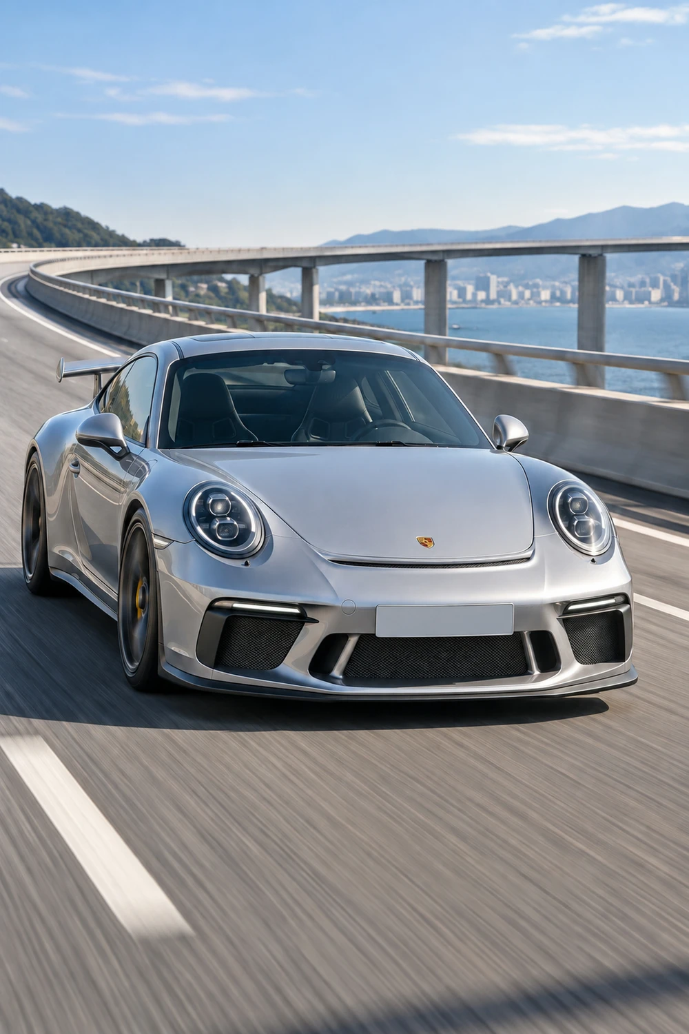 АВТО 1006905 Porsche 911 GT3 991 серебристый лёгкая эстакада
