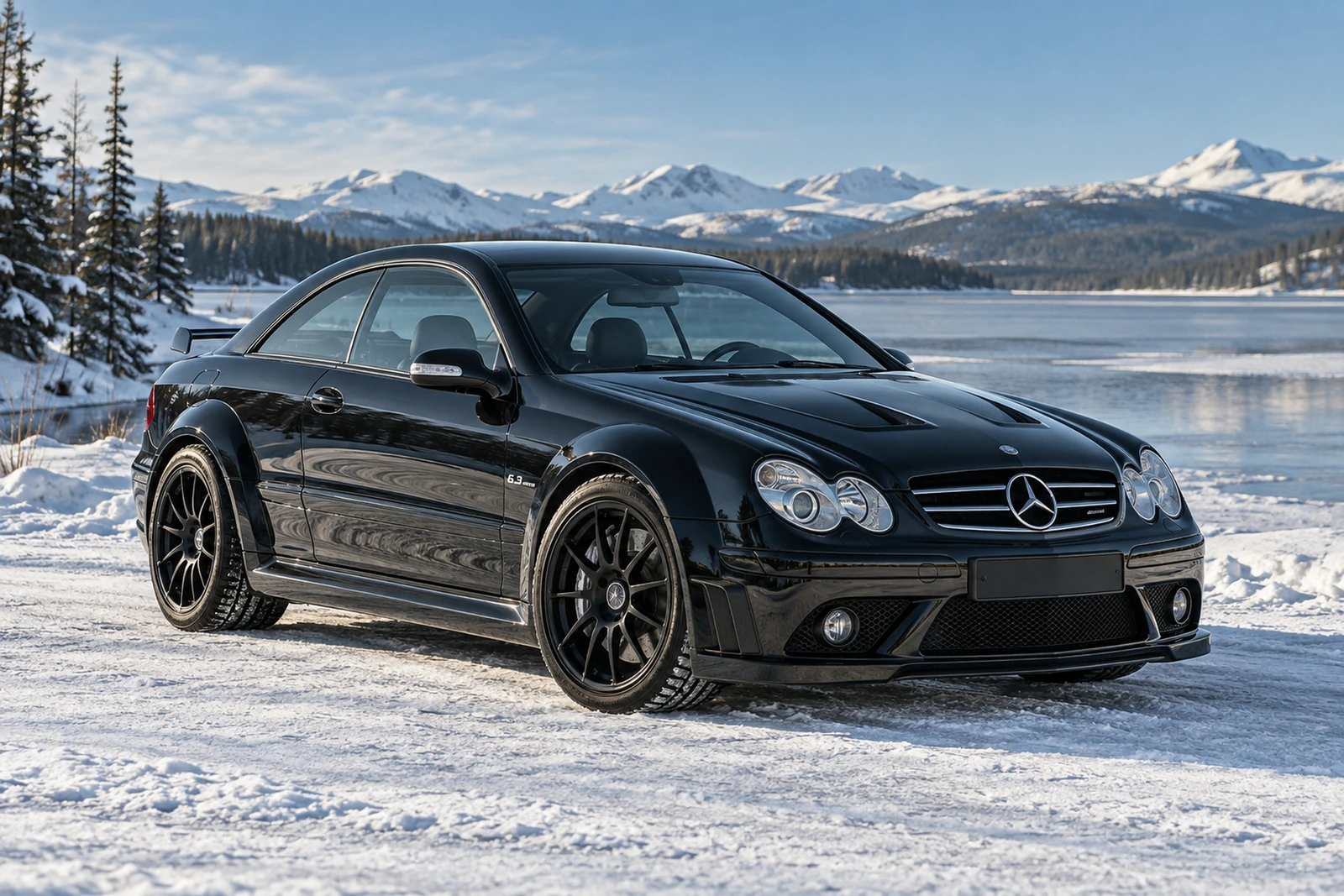 АВТО 1008436 Мерседес CLK63 Black Series чёрный Снежное озеро