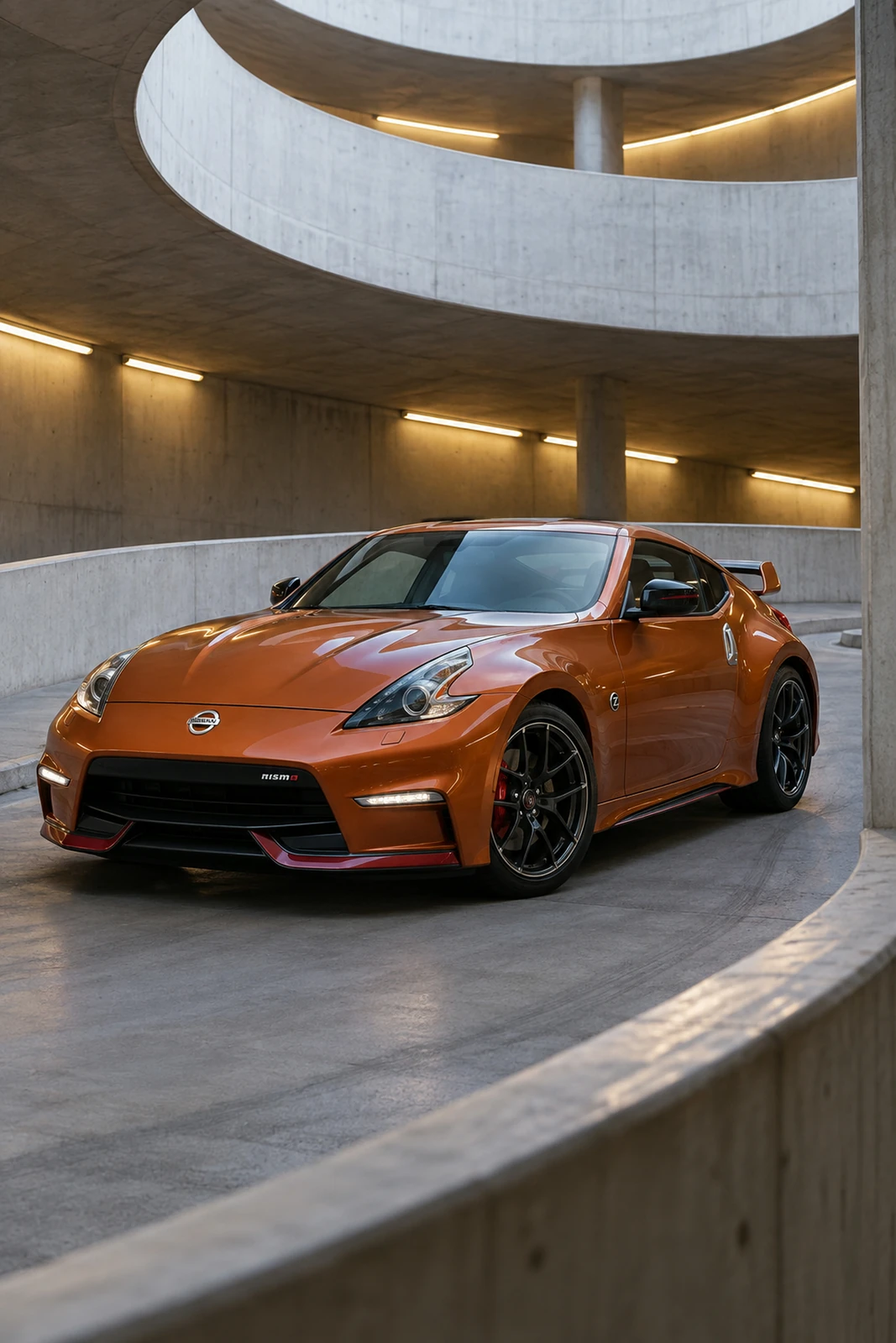 АВТО 1007609 оранжевый Nissan 370Z в спиральном паркинге