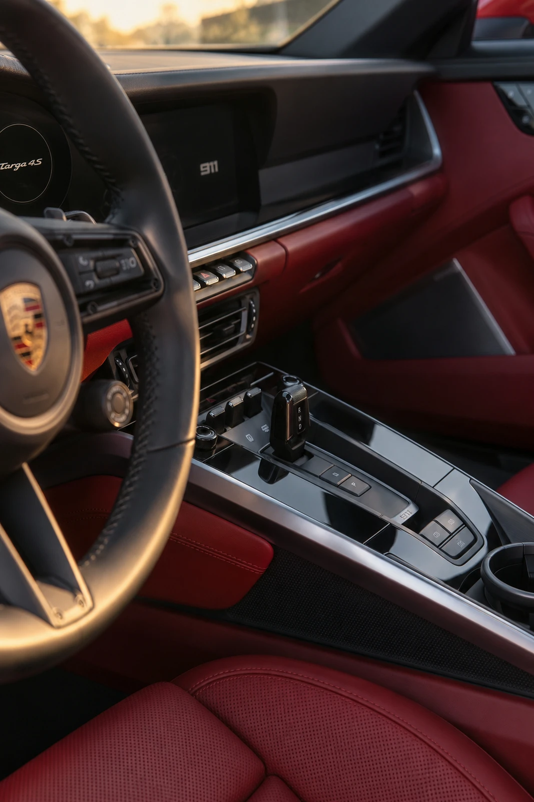 АВТО 1007965 Порше 911 Тарга красный Центральная консоль