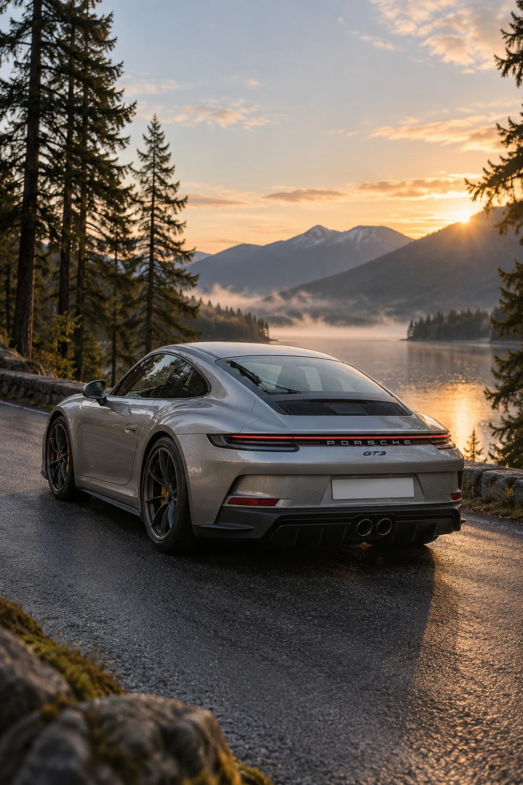 АВТО 1008385 Порше GT3 Туринг Серебристый Лесное озеро