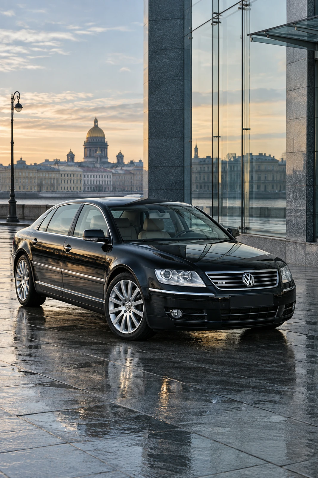 АВТО 1008547 Фольксваген Phaeton W12 чёрный Петербург стекло и гранит