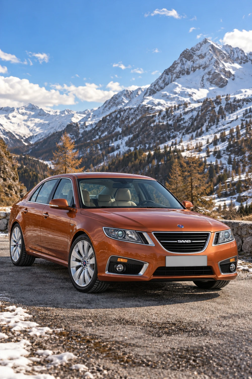 АВТО 1006808 Saab 95 Aero оранжевый лиственницы в снегу