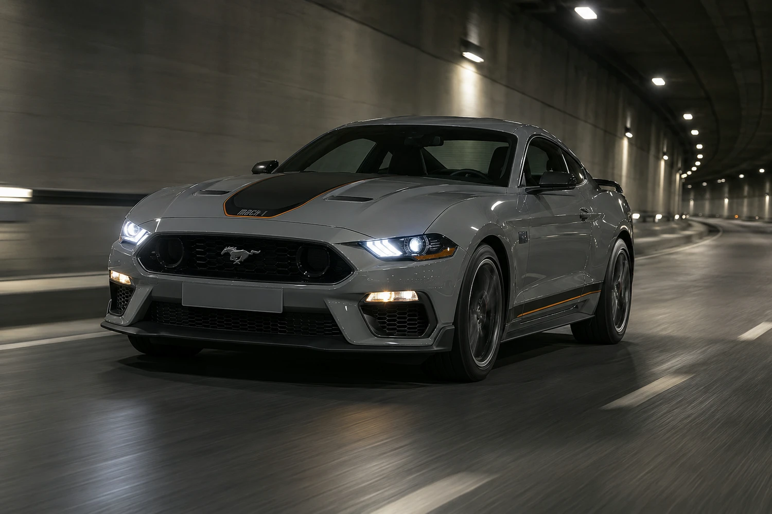 АВТО 1007335 Ford Mustang Mach 1 серый бетонный тоннель