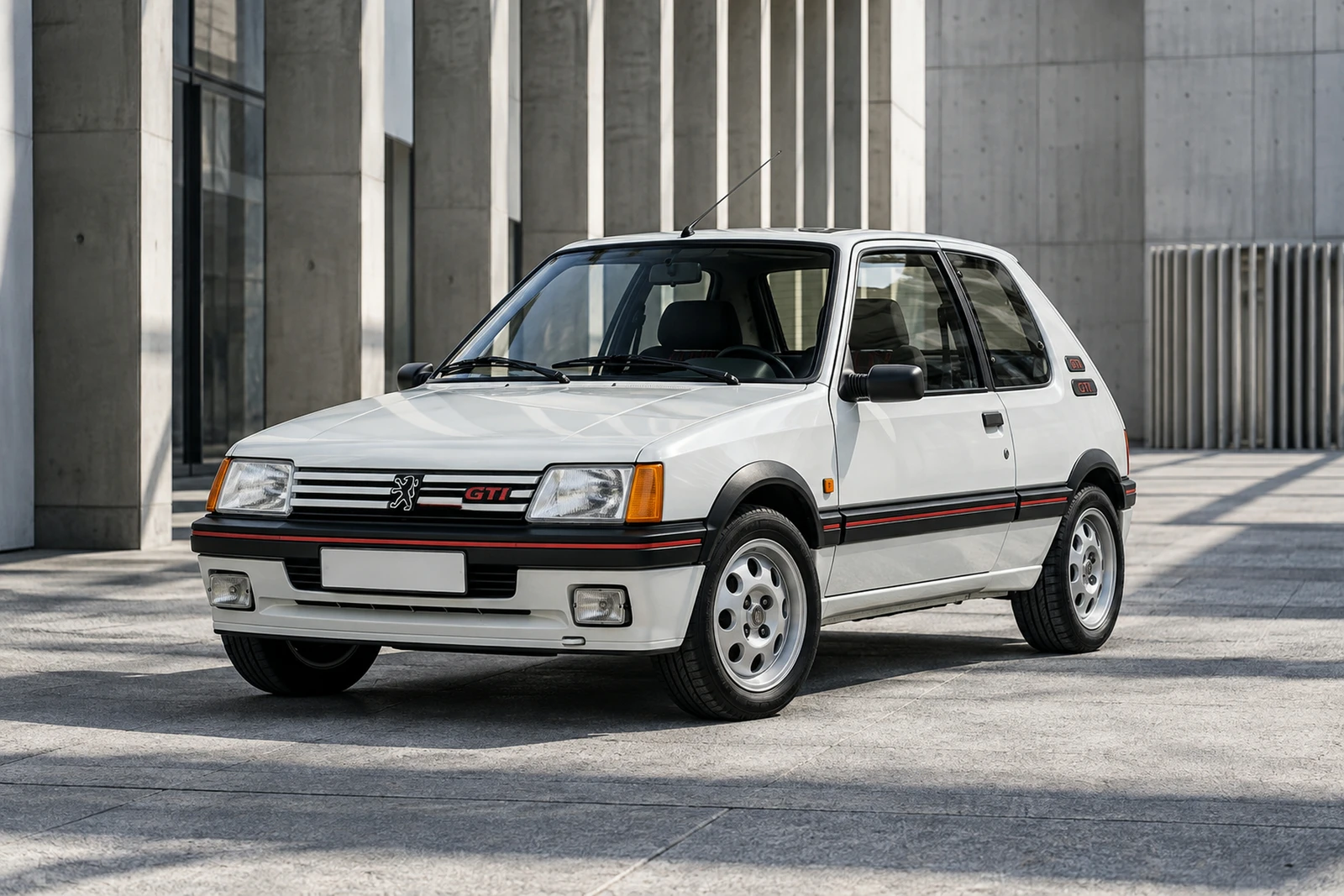 АВТО 1008458 Пежо 205 GTI белый Токио архитектурные тени