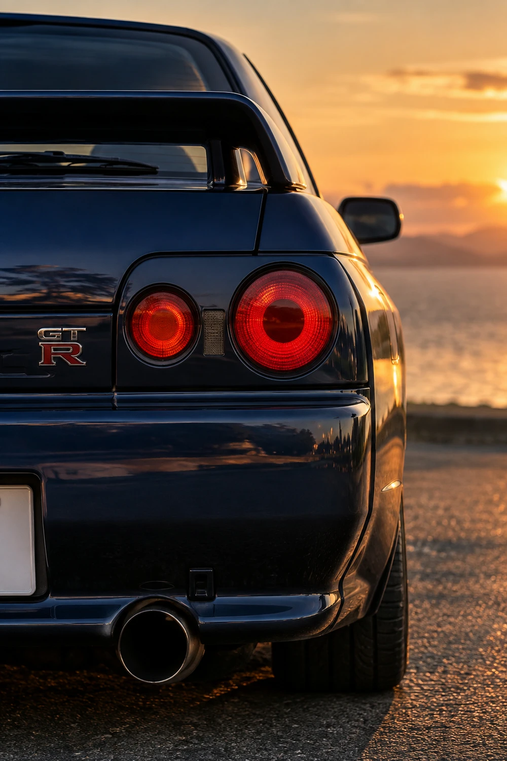 АВТО 1006933 Nissan Skyline GTR R32 тёмно синий круглый задний свет