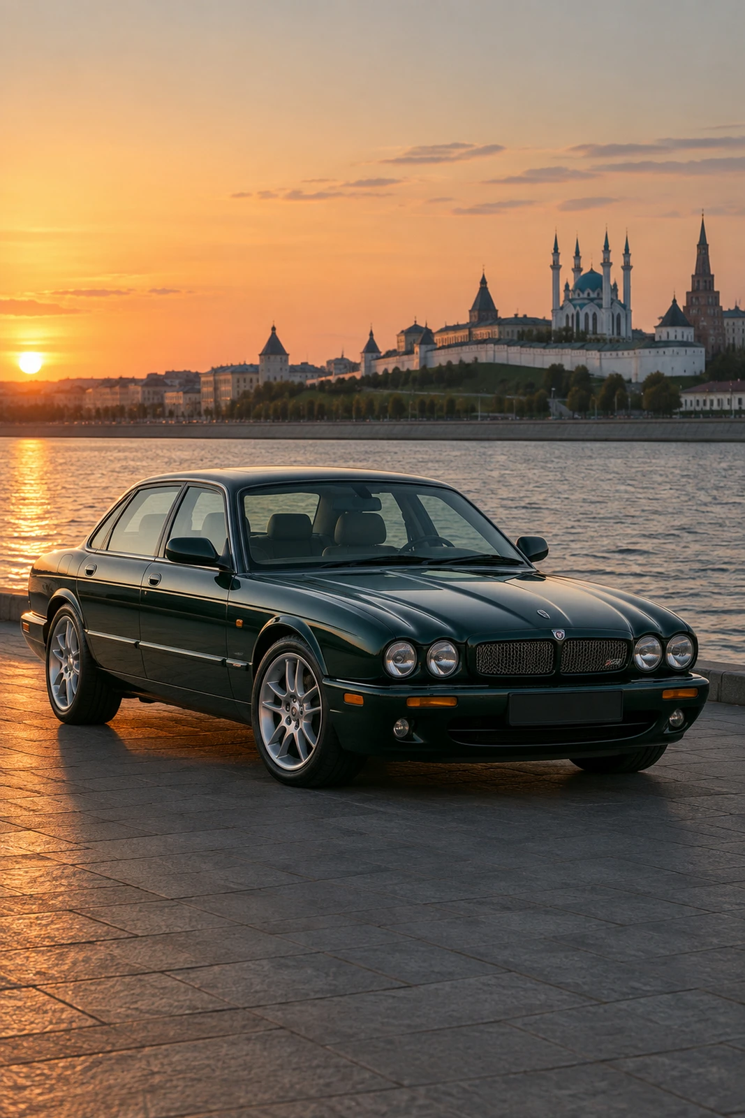 АВТО 1008553 Ягуар XJR X308 зелёный Казань закатная набережная