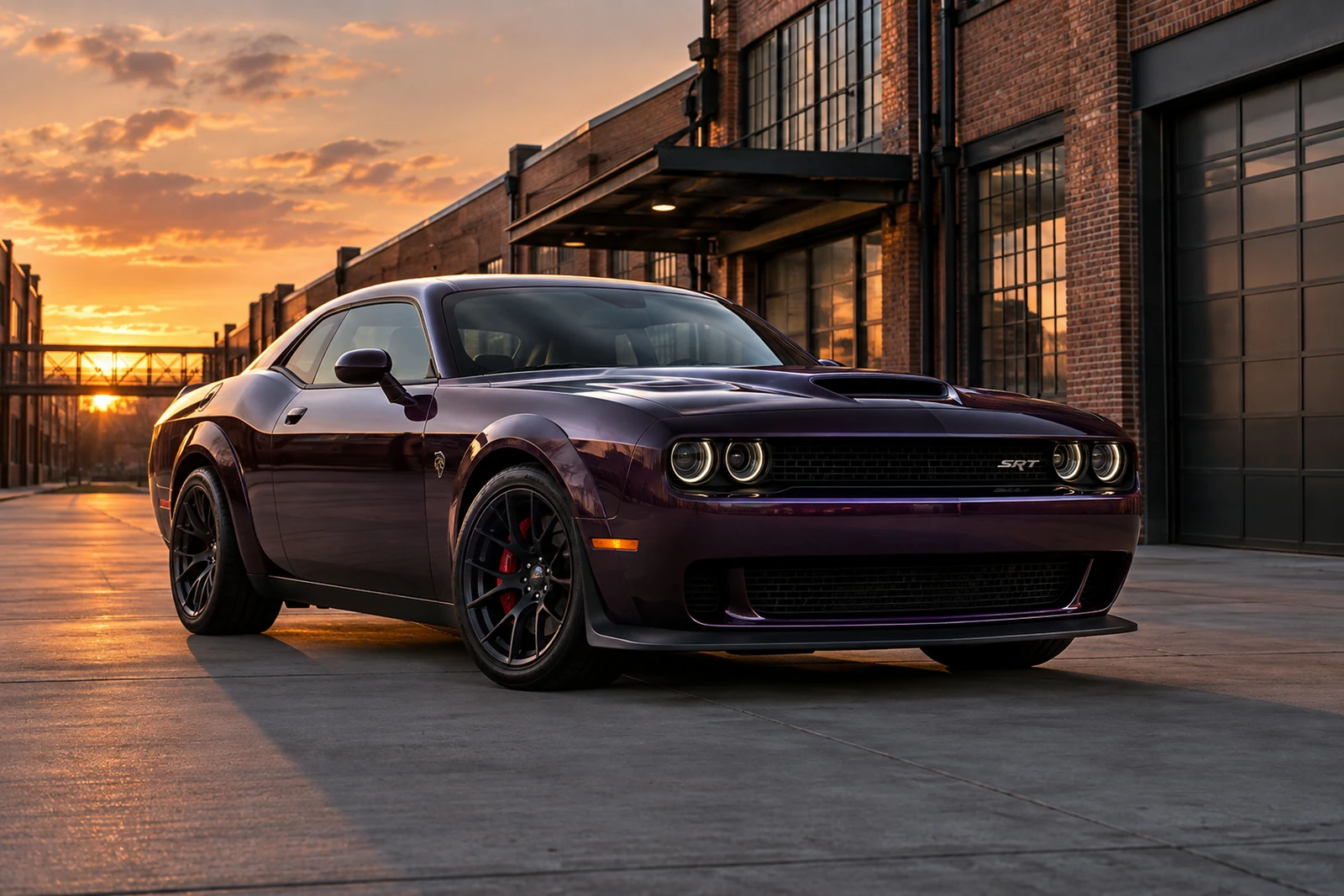 АВТО 1007522 фиолетовый Dodge Challenger SRT в индустриальном квартале