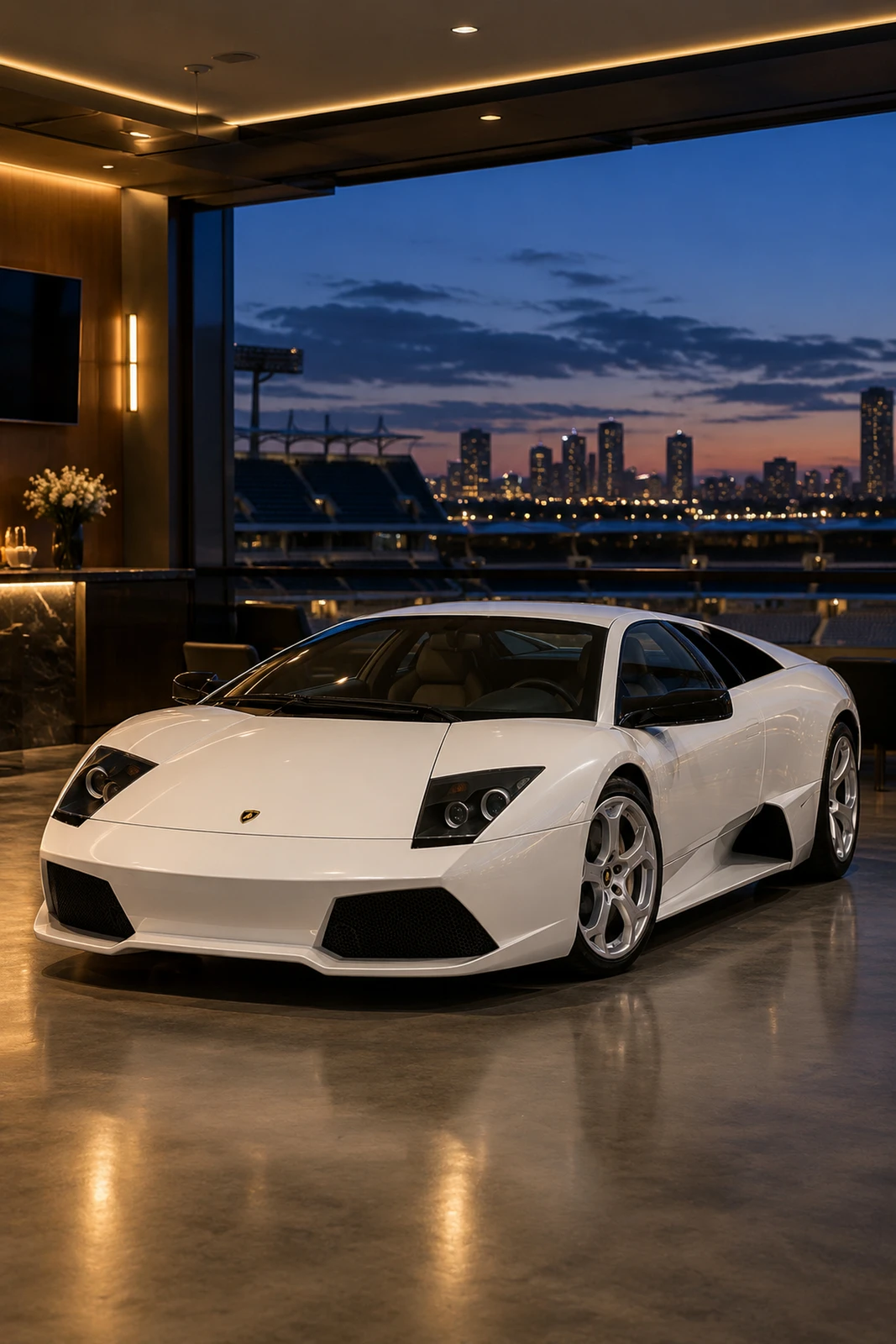 АВТО 1008573 Ламборгини Murcielago LP640 белый Клубный бокс синий час