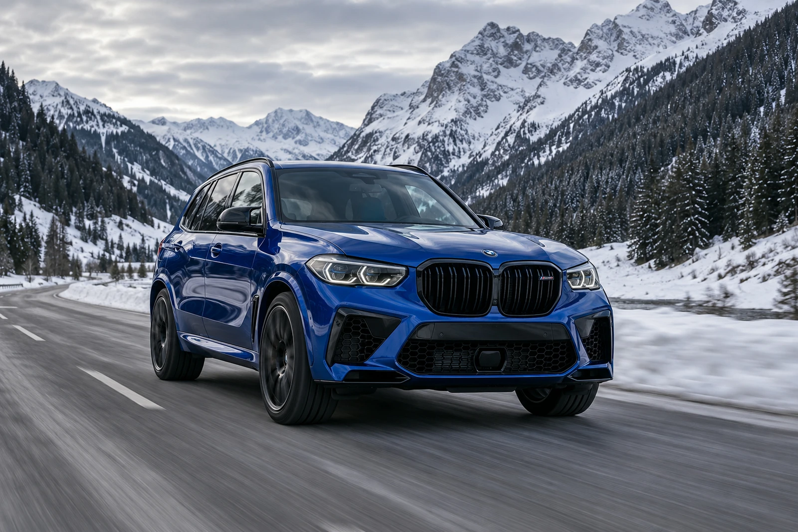 АВТО 1007662 синий BMW X5 M в зимней долине