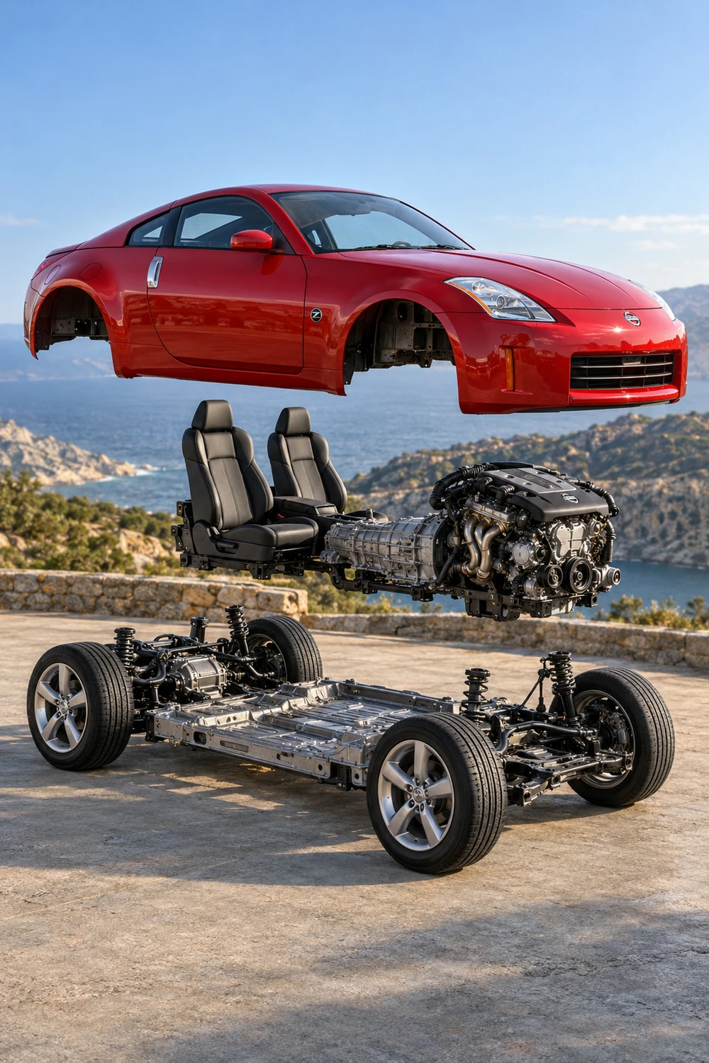 АВТО 1006910 Nissan 350Z Z33 красный разложенная конструкция