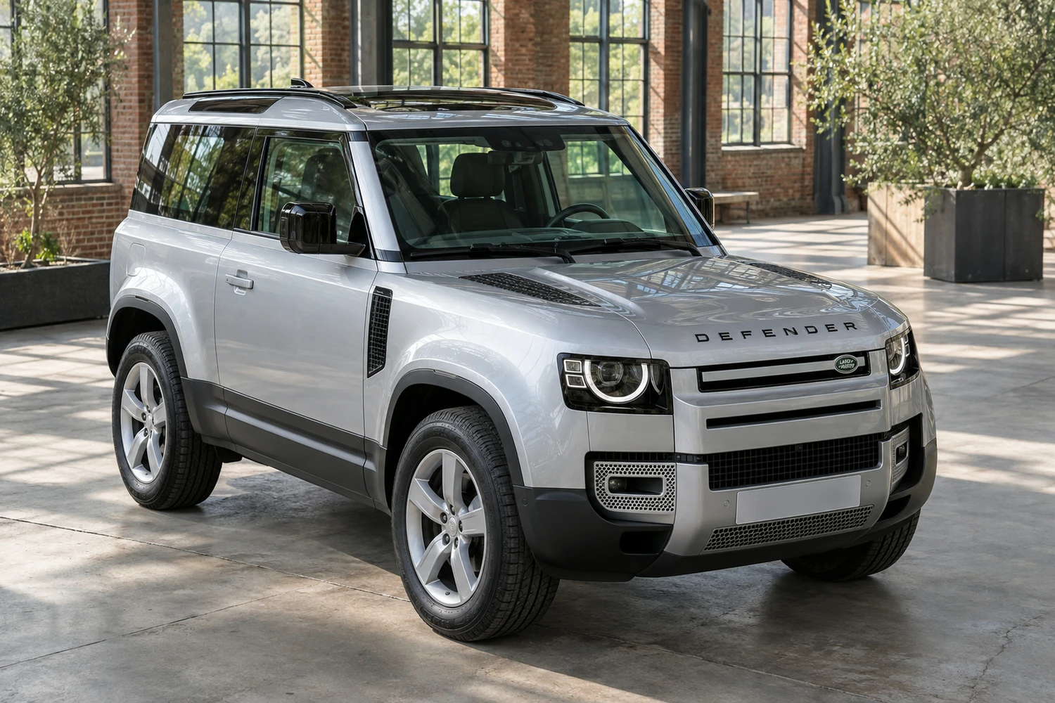 АВТО 1007460 Land Rover Defender 90 серебристый индустриальный павильон