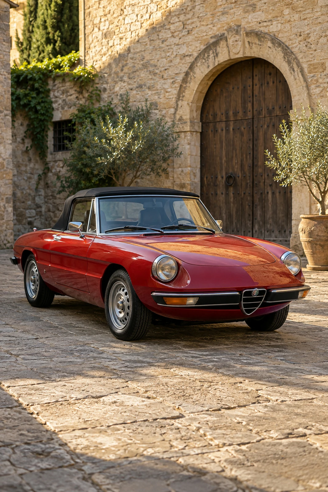 АВТО 1007647 красная Alfa Romeo Spider в старом дворе