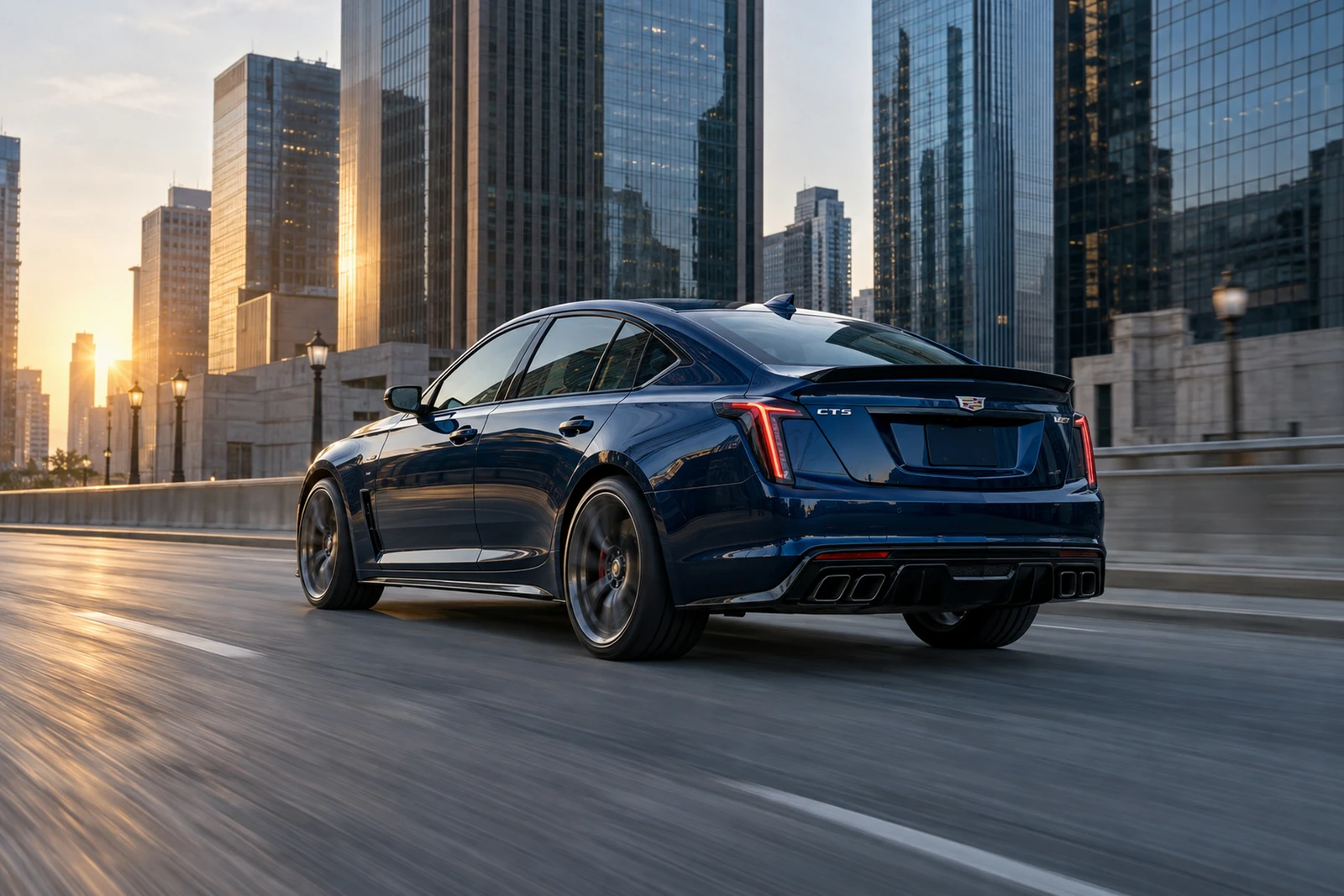 АВТО 1007566 синий Cadillac CT5 V Blackwing на городском проспекте