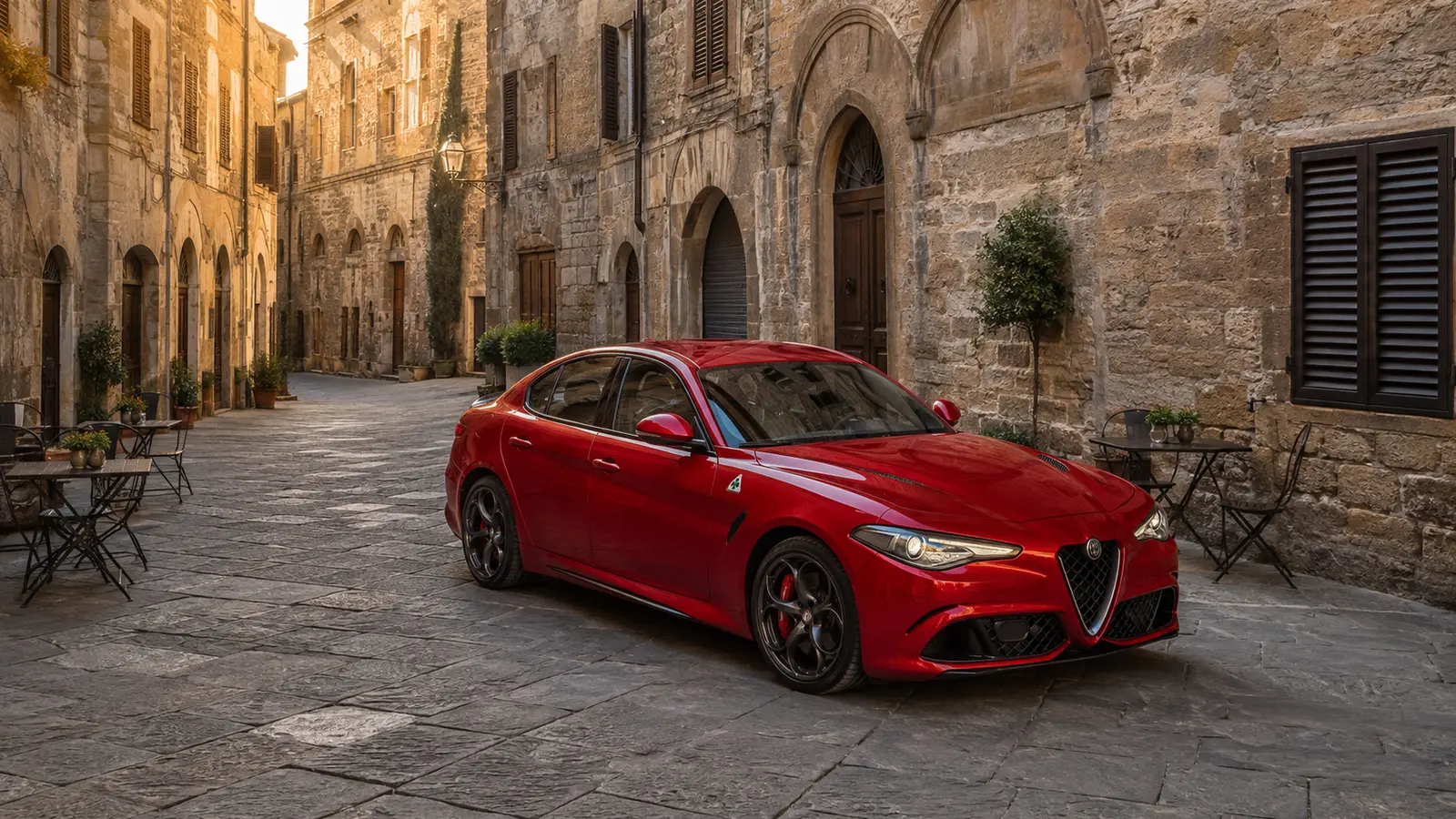 АВТО 1000031 красный Alfa Romeo Giulia на старой итальянской улице