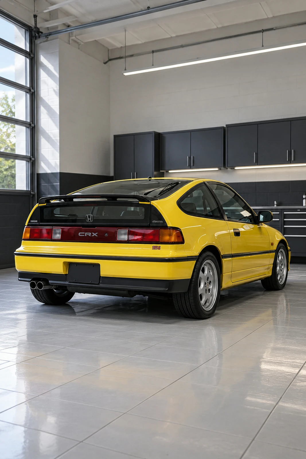 АВТО 1007613 жёлтая Honda CRX в чистом гараже