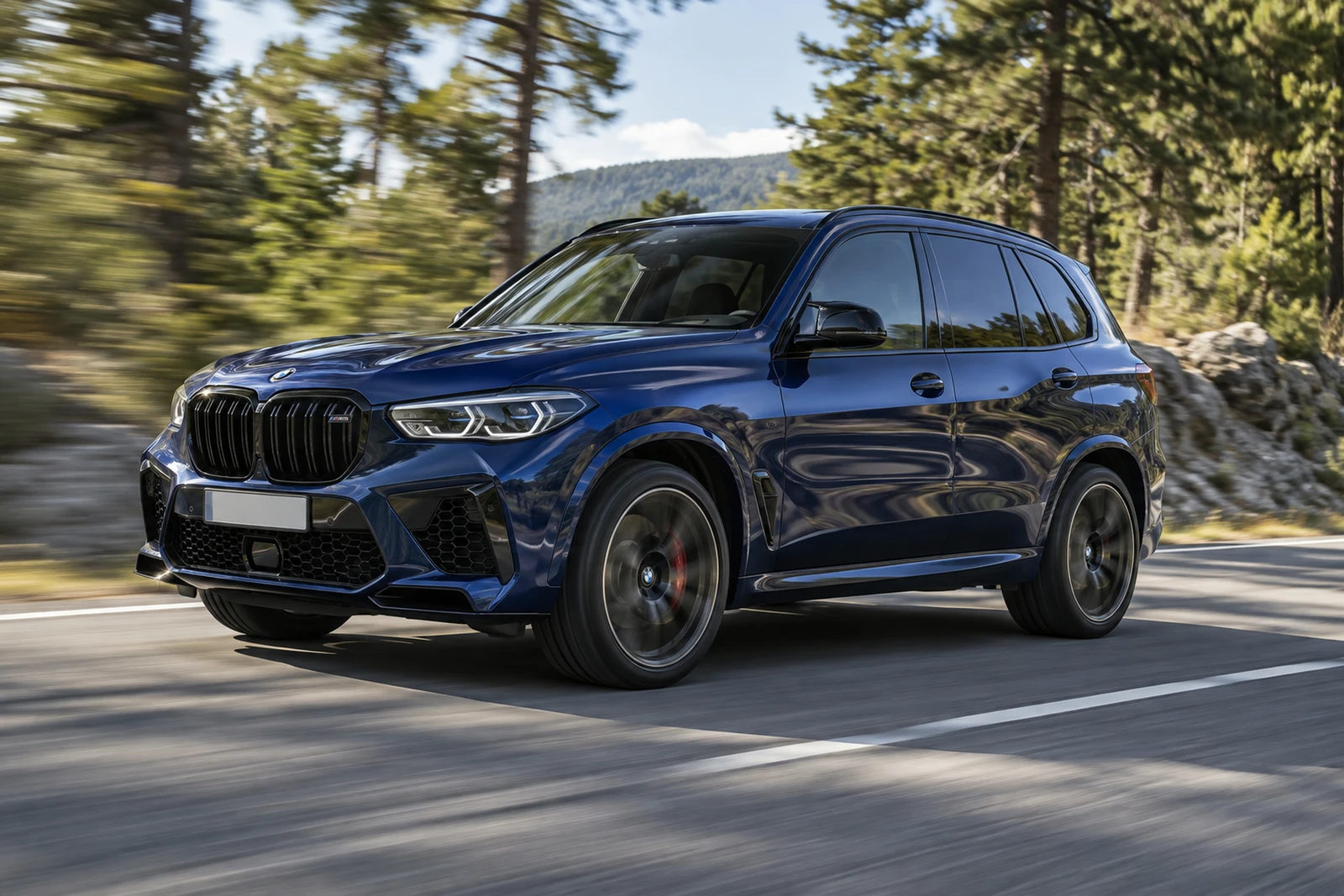 АВТО 1007914 БМВ X5M синий Лесная дорога