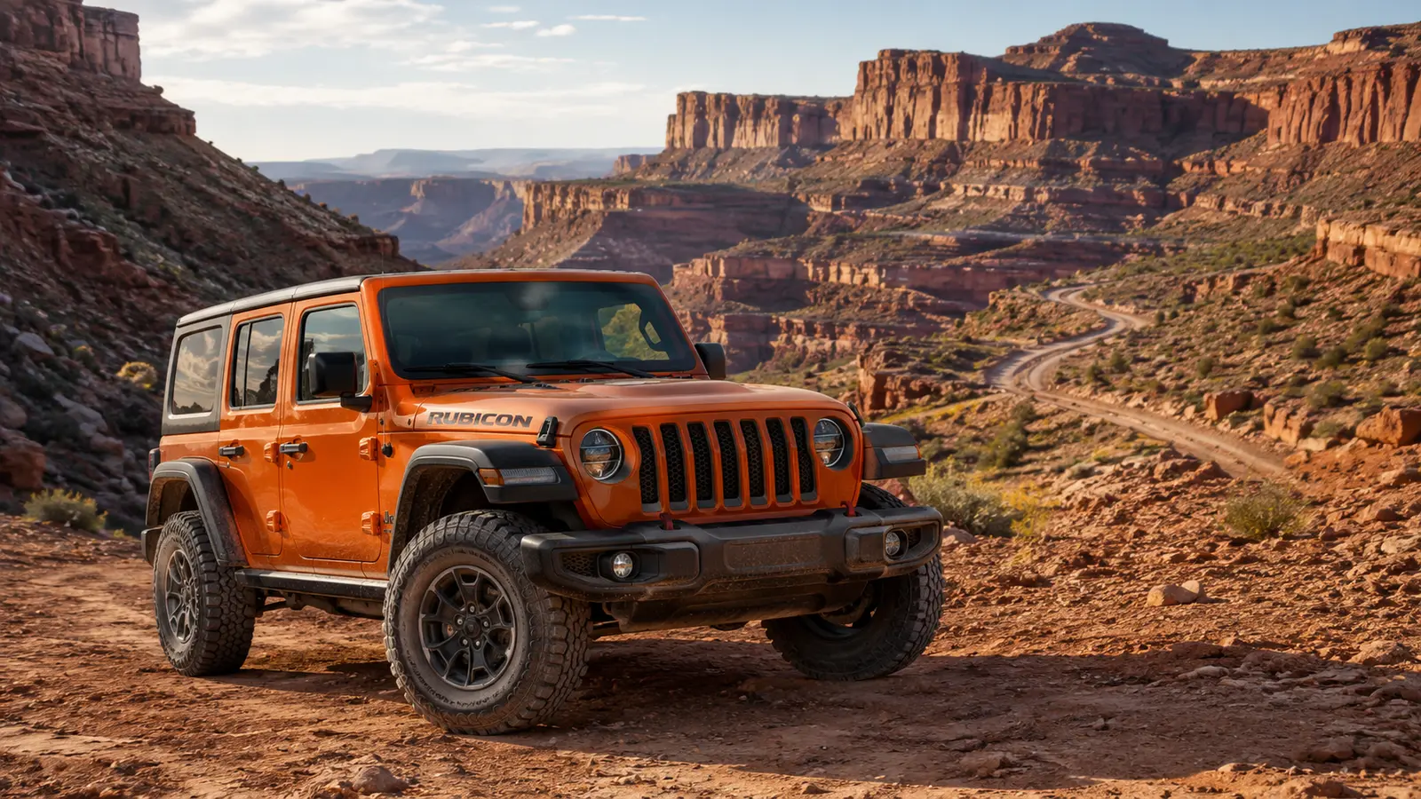 АВТО 1000187 оранжевый Jeep Wrangler Rubicon в каменном каньоне