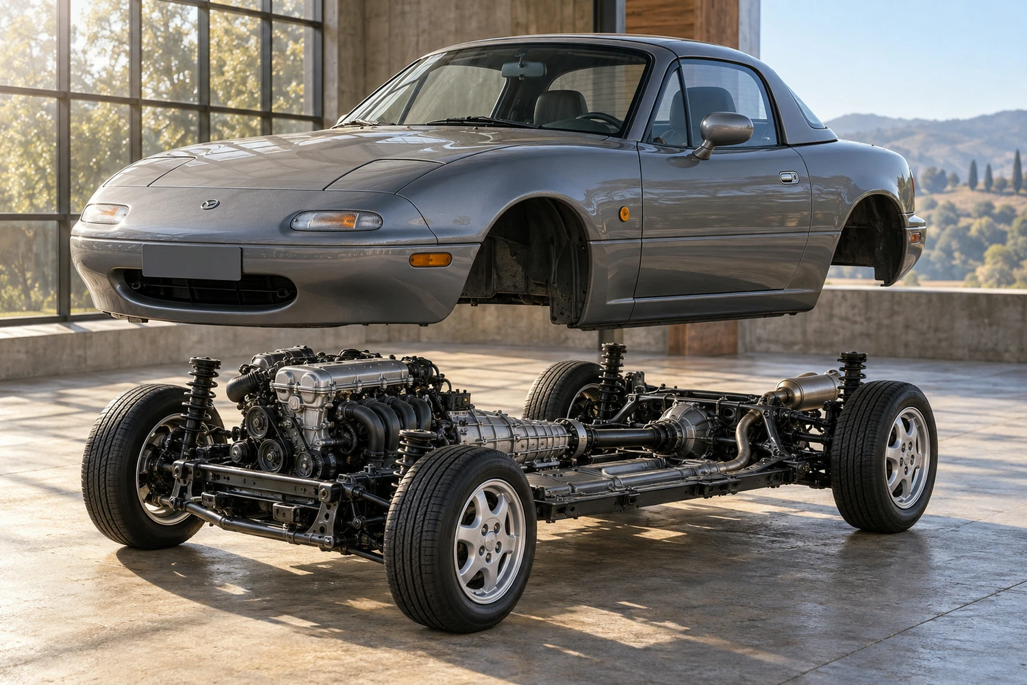 АВТО 1007165 Mazda MX5 NA серый цельный кузов и механика