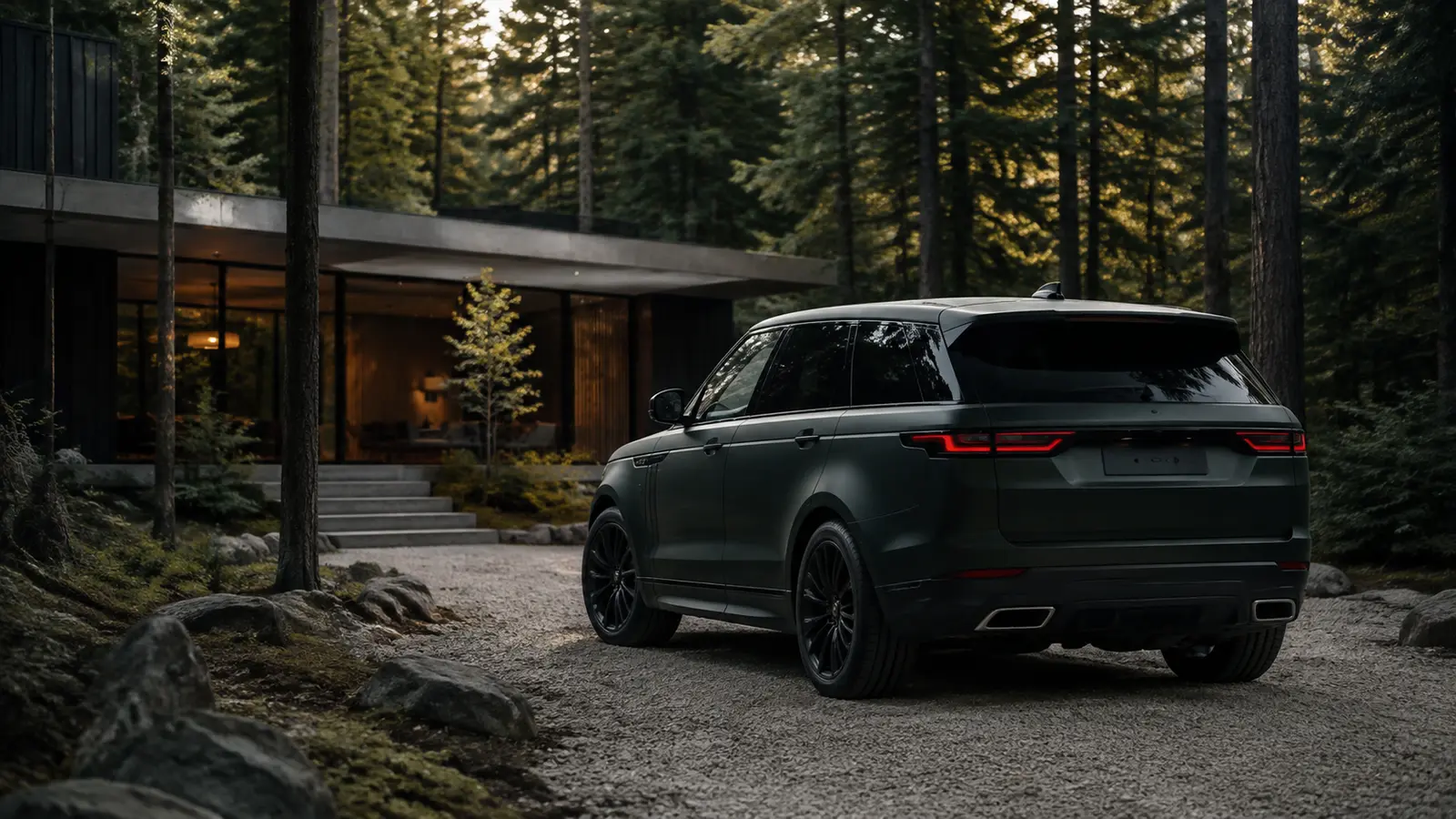 АВТО 1001121 зелёный Range Rover Sport у лесного дома