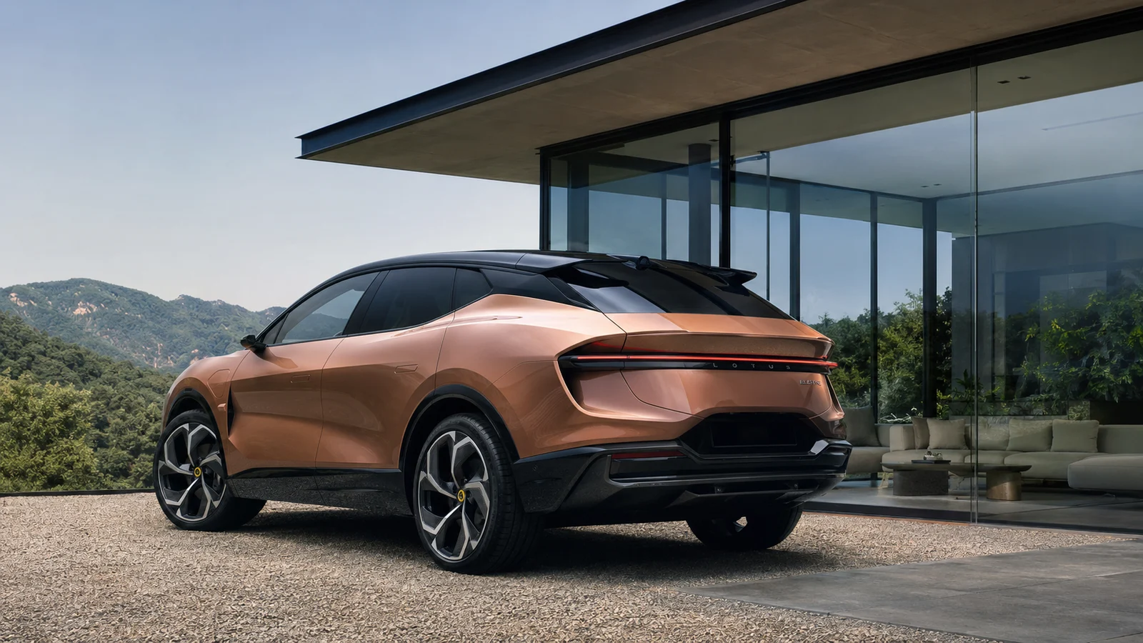 АВТО 1001225 медный Lotus Eletre у стеклянного дома