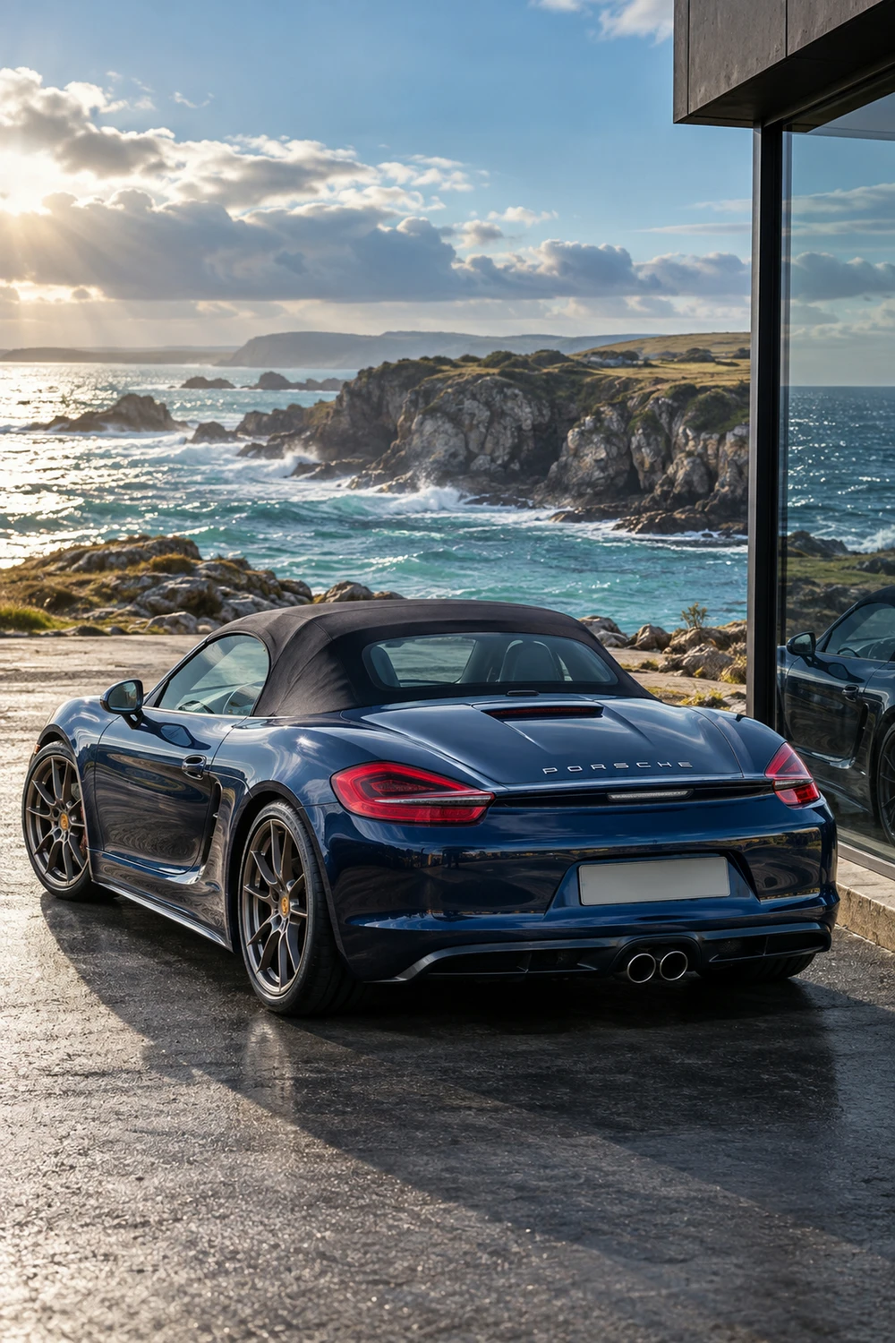 АВТО 1007089 Porsche Boxster 981 тёмно синий волны у мыса