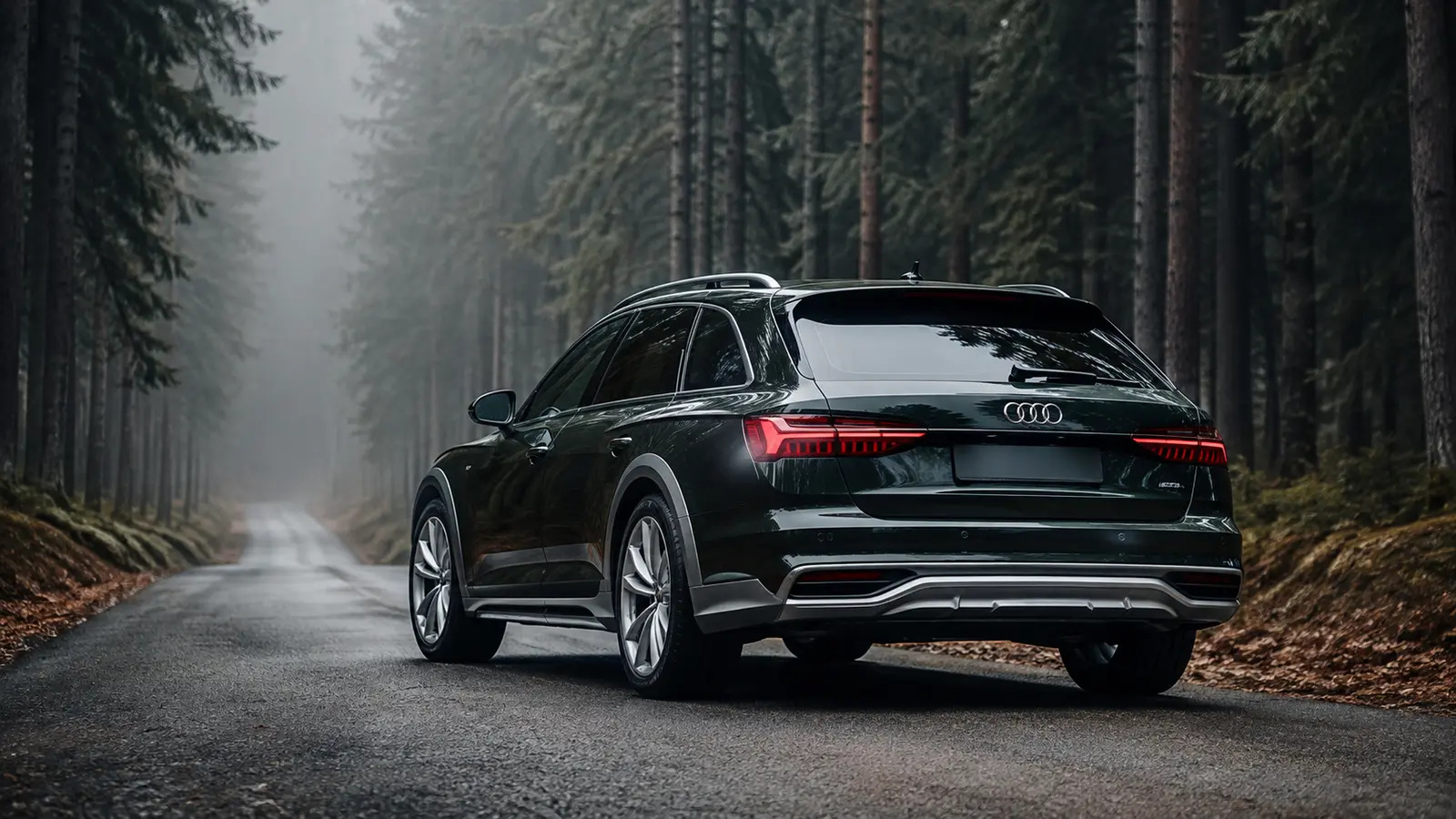 АВТО 1001824 зелёный Audi A6 allroad на лесной дороге