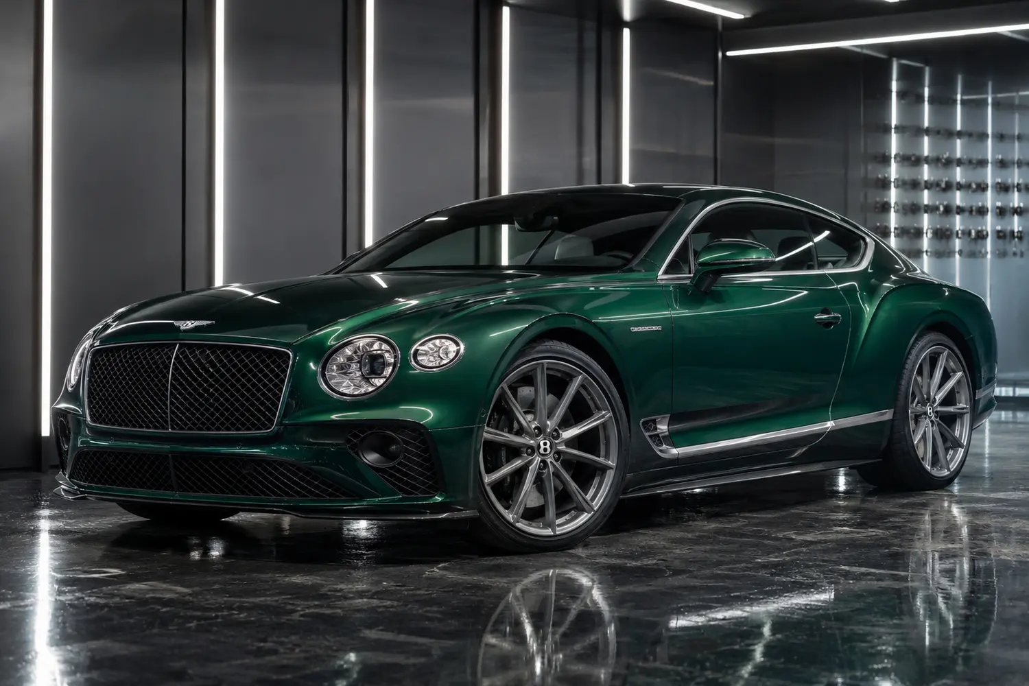 АВТО 1003725 изумрудный Bentley Continental GT Speed в премиальном детейлинг-боксе