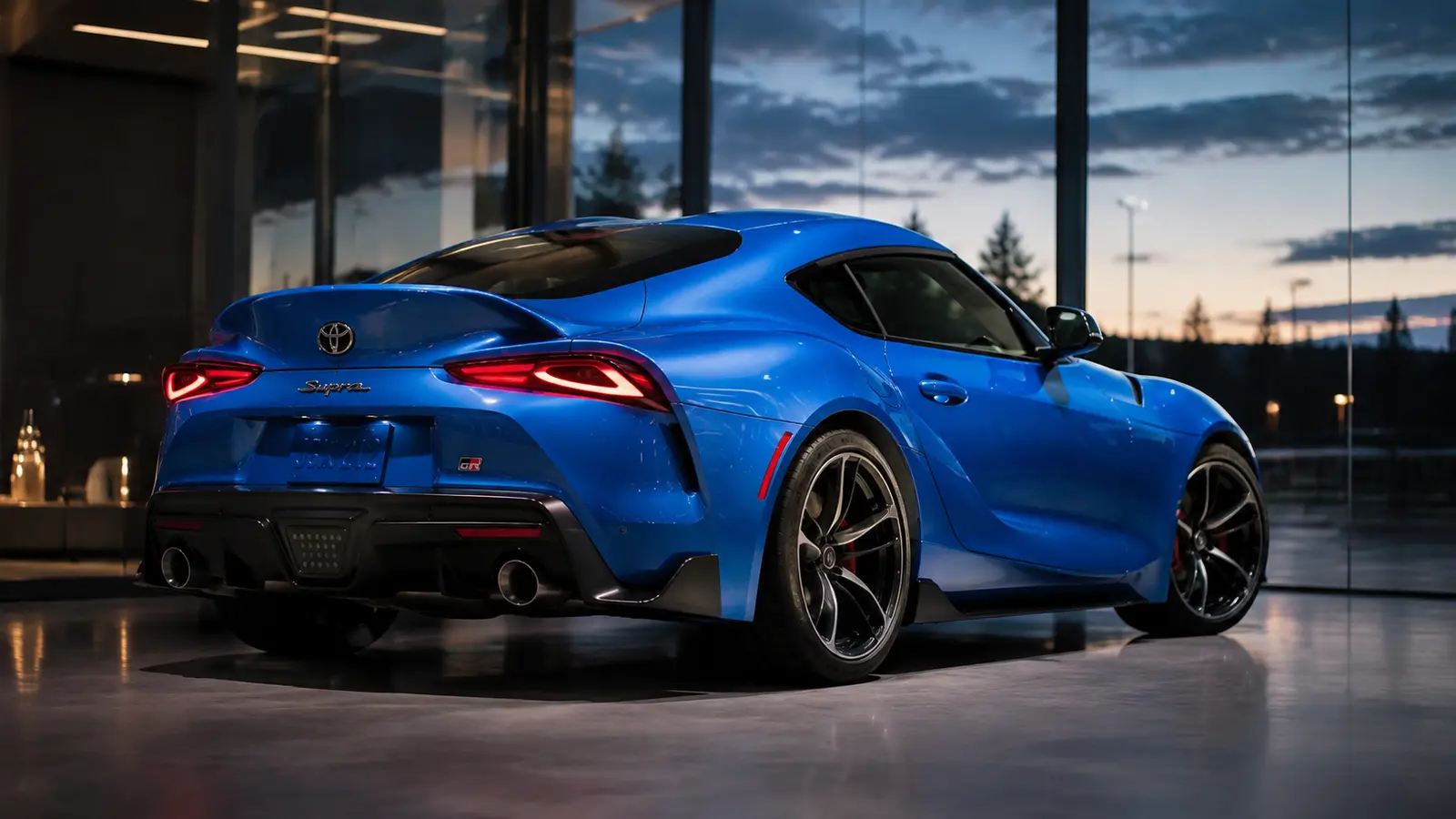 АВТО 1001009 синий Toyota GR Supra у стеклянной галереи
