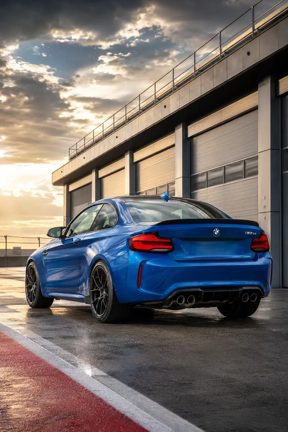 АВТО 1003854 синий BMW M2 CS у чистого гоночного гаража