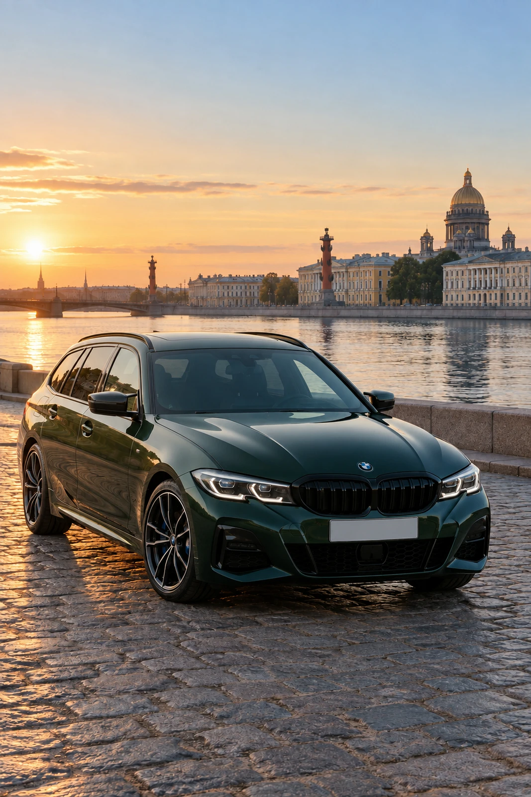 АВТО 1008177 БМВ M340i Туринг зелёный Каменная набережная