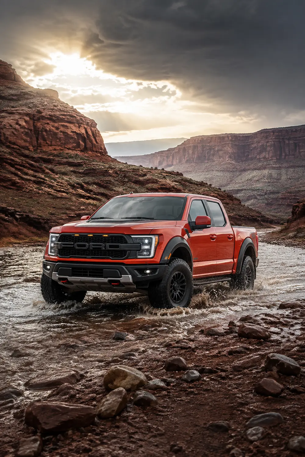 АВТО 1003703 оранжевый Ford F-150 Raptor R в пустынном каньоне
