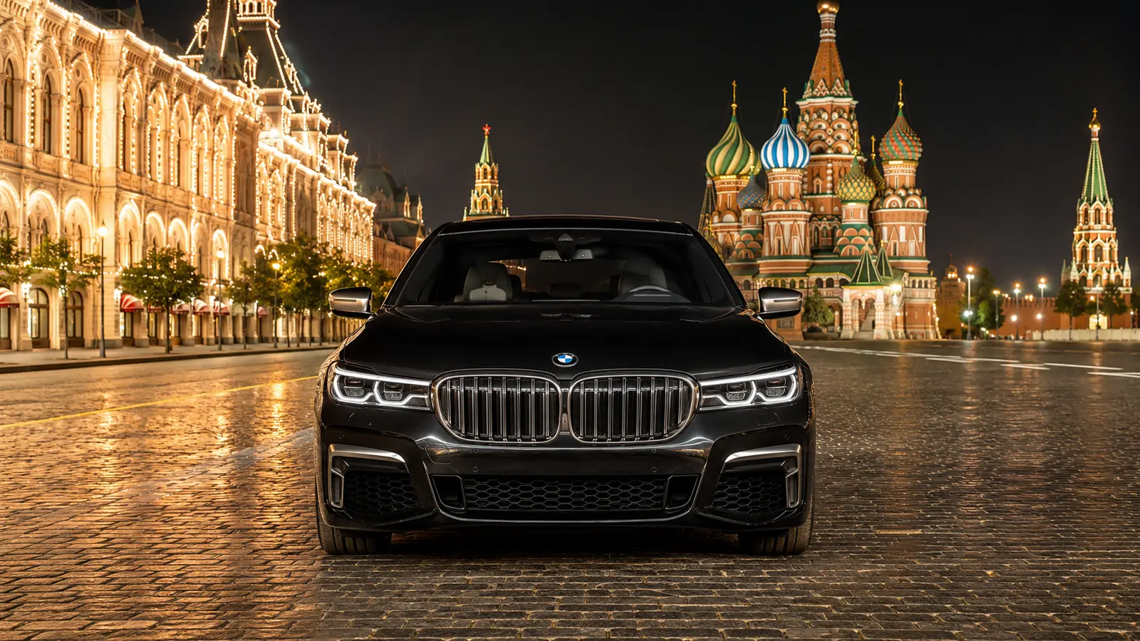 АВТО 1000504 чёрный BMW M760Li вид спереди