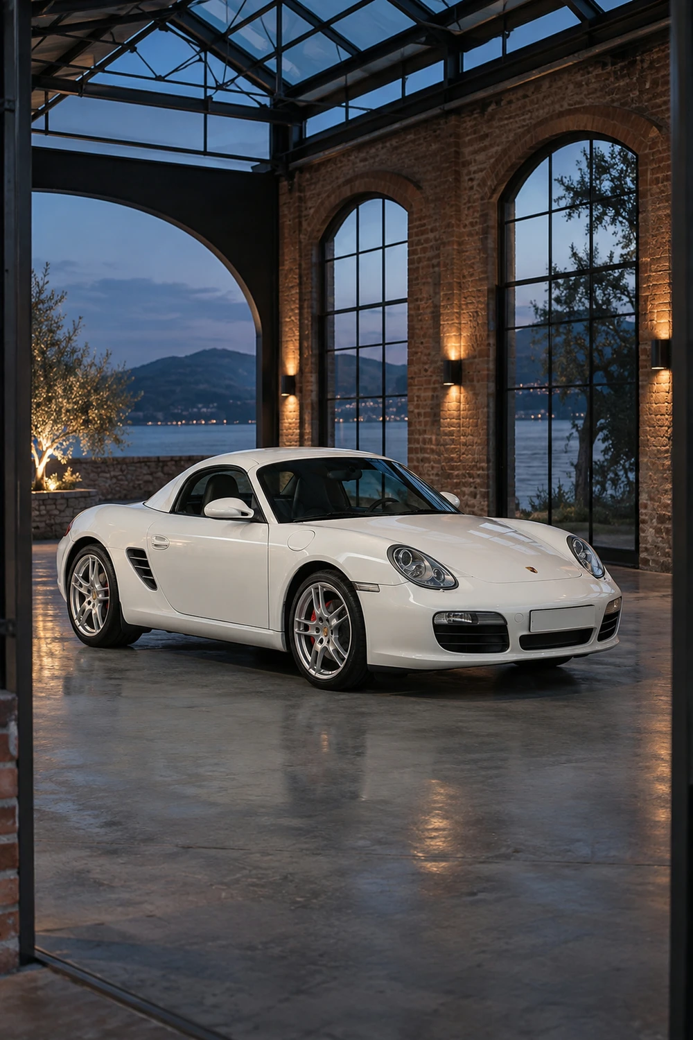 АВТО 1007339 Porsche Boxster S 987 белый индустриальный павильон