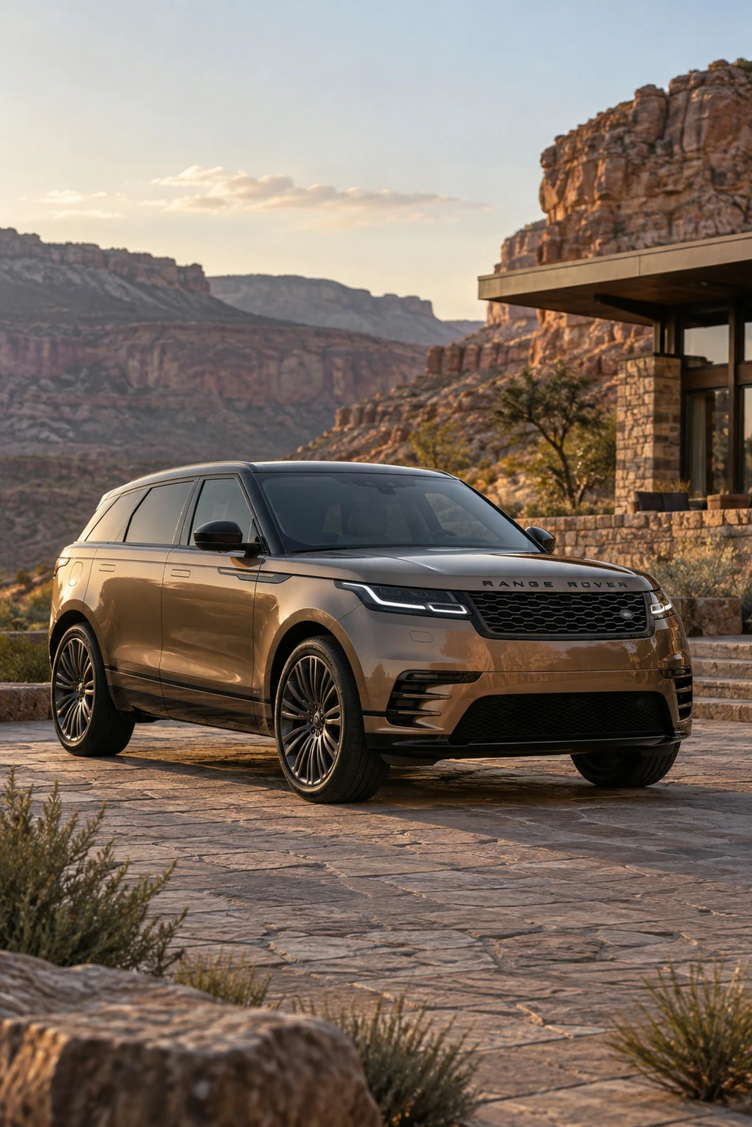 АВТО 1007617 бронзовый Range Rover Velar у каньонного лоджа