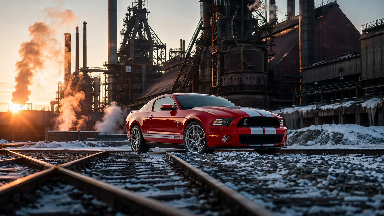 АВТО 1003407 красный Ford Mustang Shelby у металлургического завода
