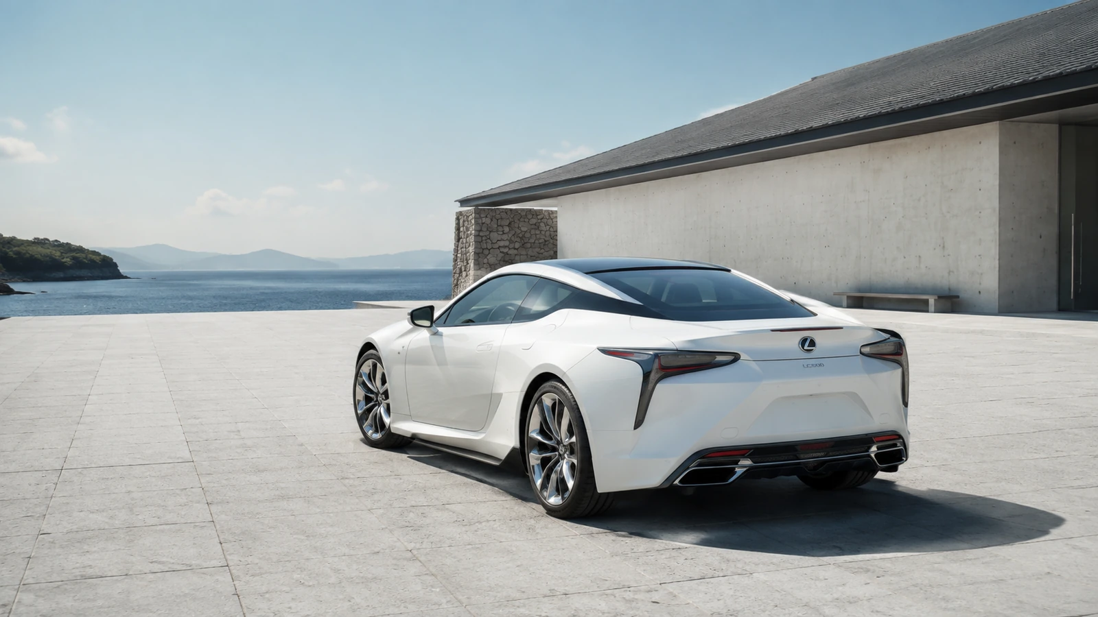 АВТО 1000782 белый Lexus LC у японского прибрежного музея