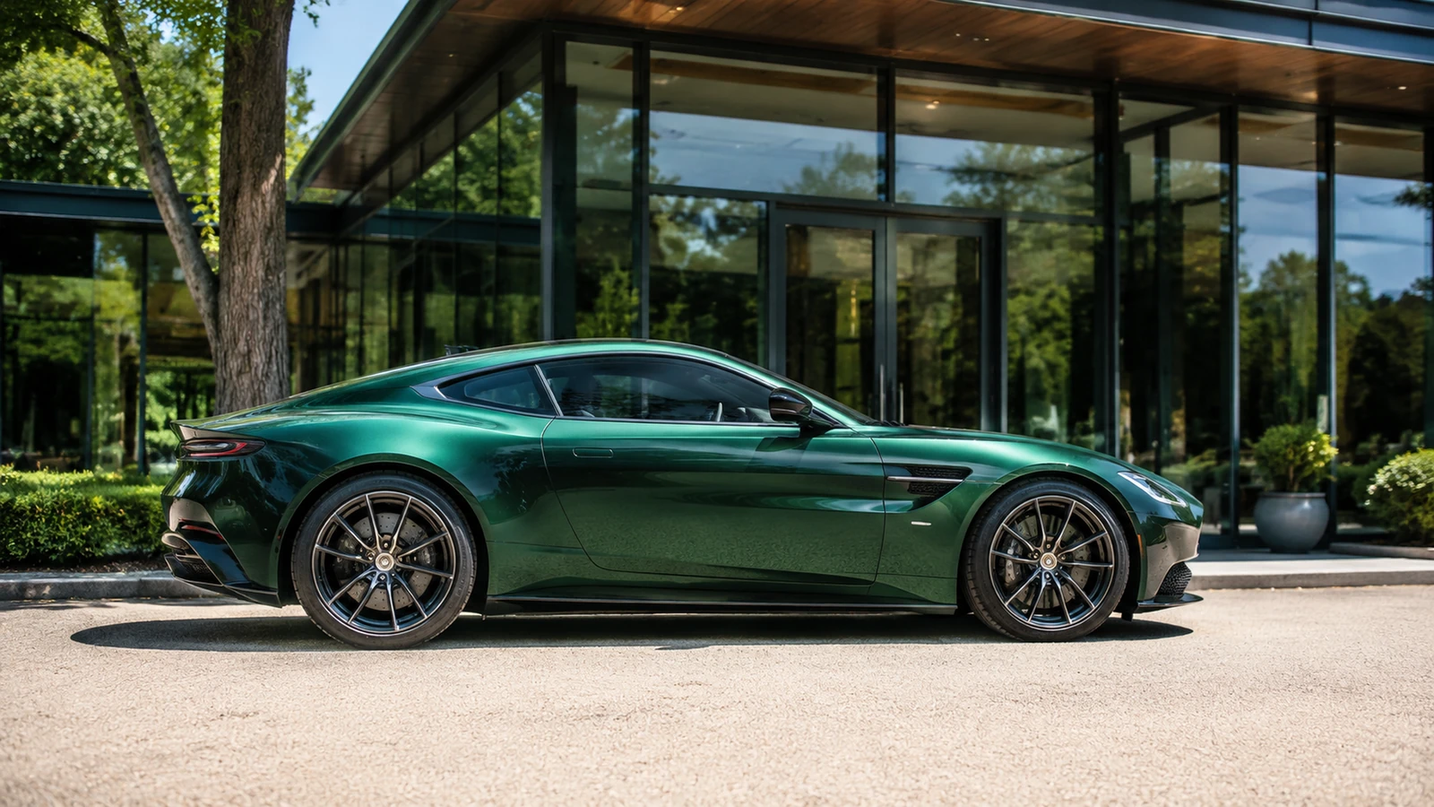 АВТО 1001273 зелёный Aston Martin Vantage у стеклянного клуба