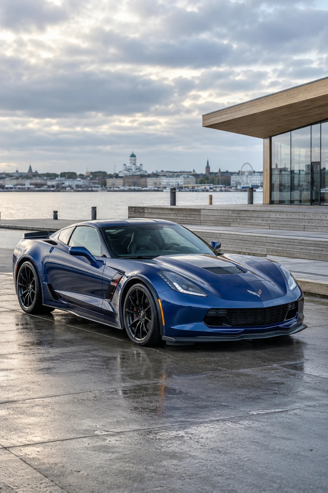 АВТО 1008463 Шевроле Corvette C7 GrandSport синий Хельсинки портовая архитектура
