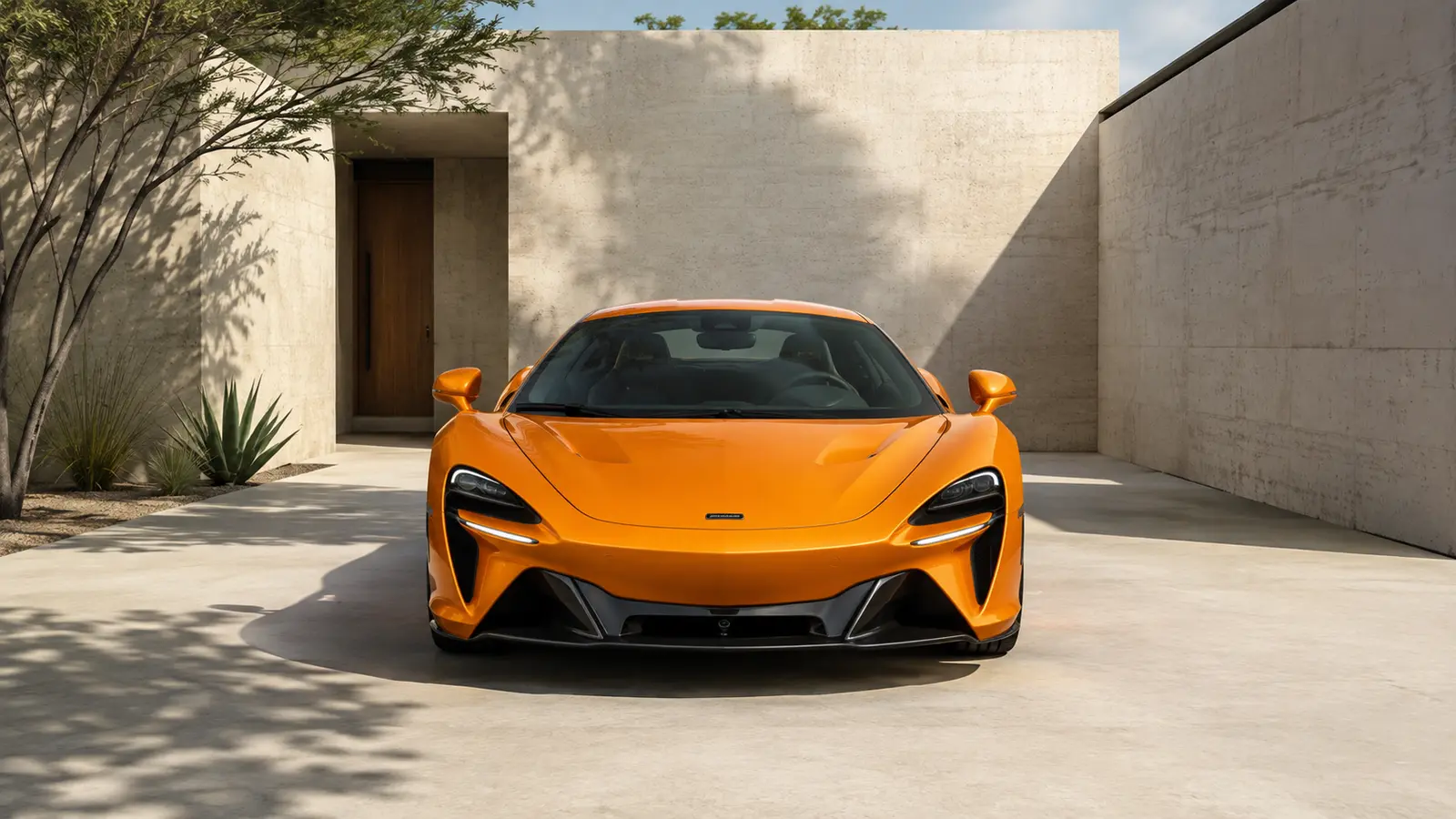 АВТО 1000539 оранжевый McLaren Artura на площади