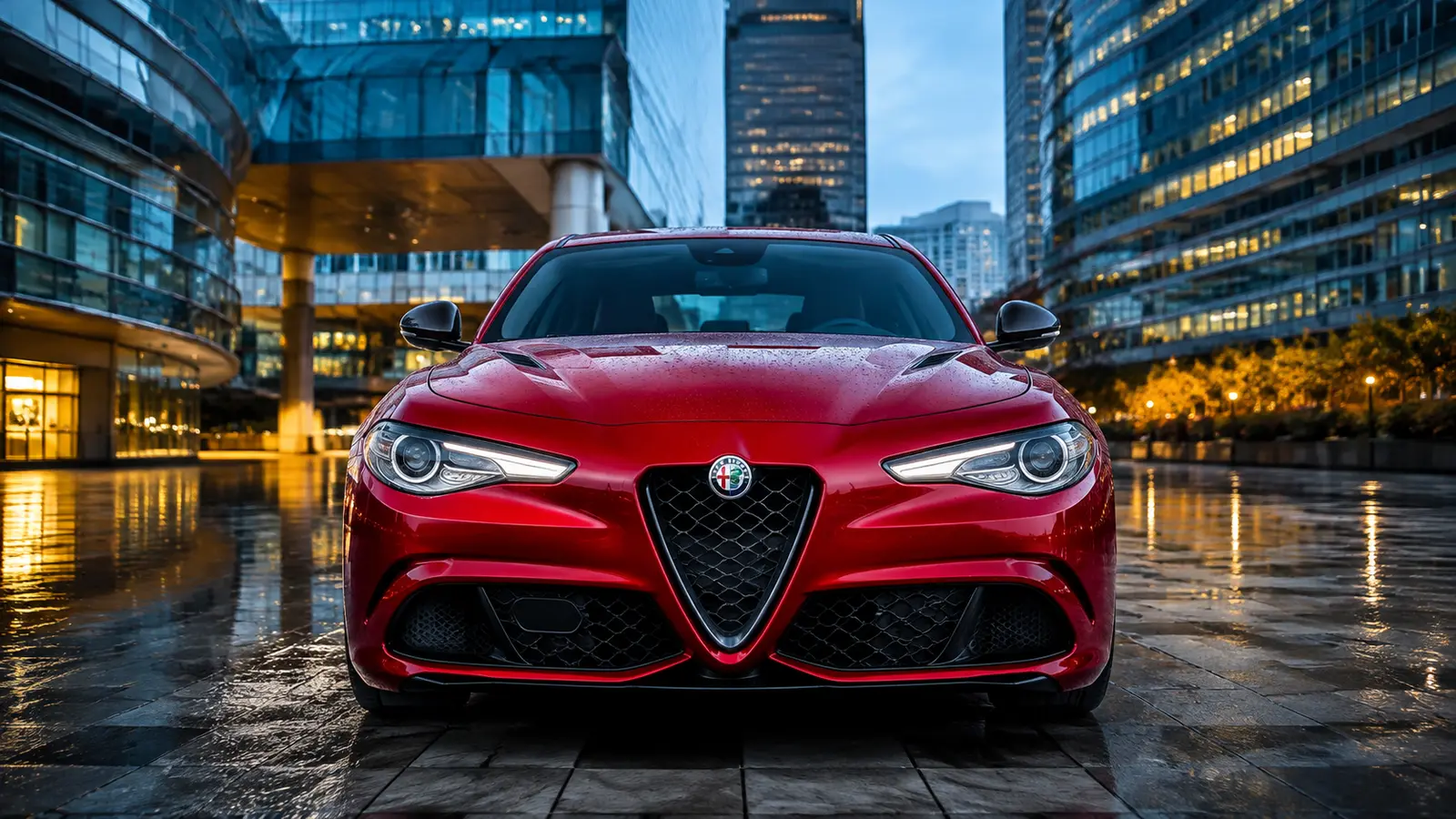 АВТО 1000502 красная Alfa Romeo Giulia Quadrifoglio вид спереди