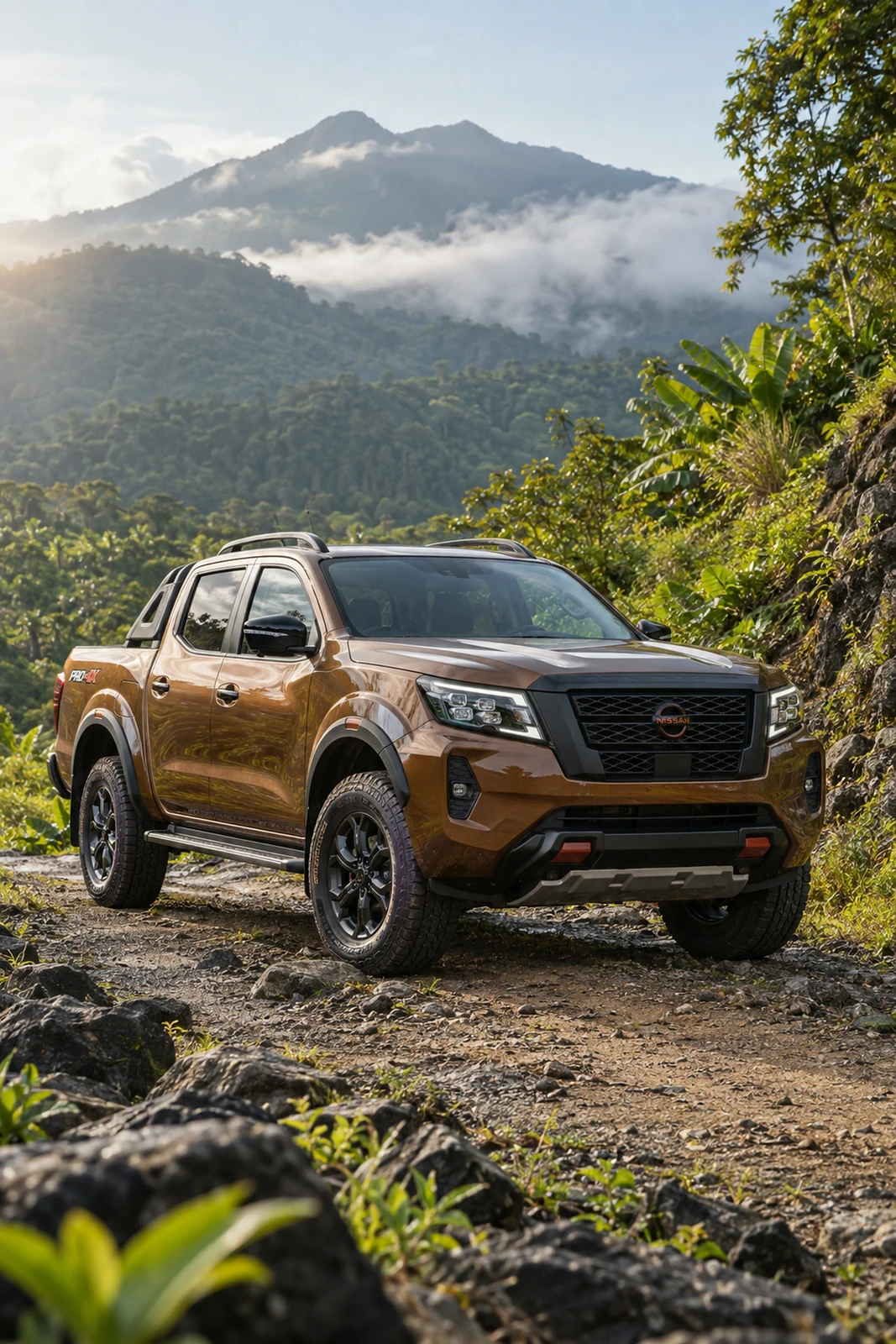 АВТО 1007675 бронзовый Nissan Navara PRO-4X в тропических горах