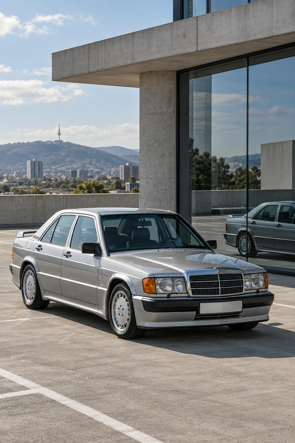 АВТО 1007265 Mercedes 190E 25 16 серебристый паркинг на крыше
