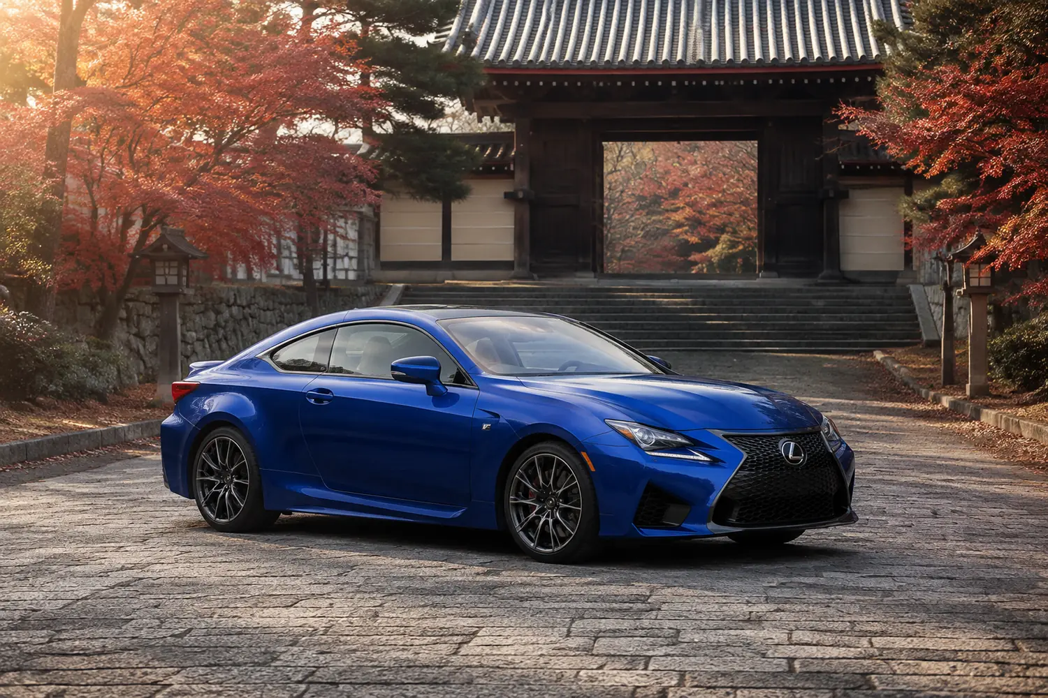АВТО 1003779 синий Lexus RC F у японского храма