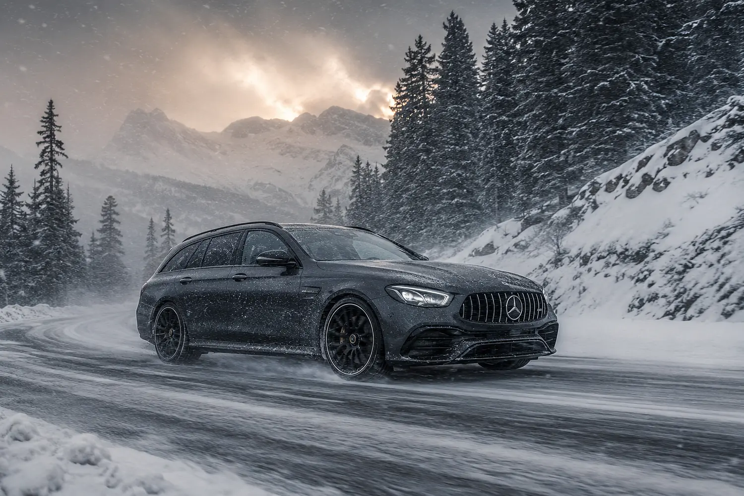 АВТО 1003503 серый Mercedes-AMG E 63 S в снежном шторме