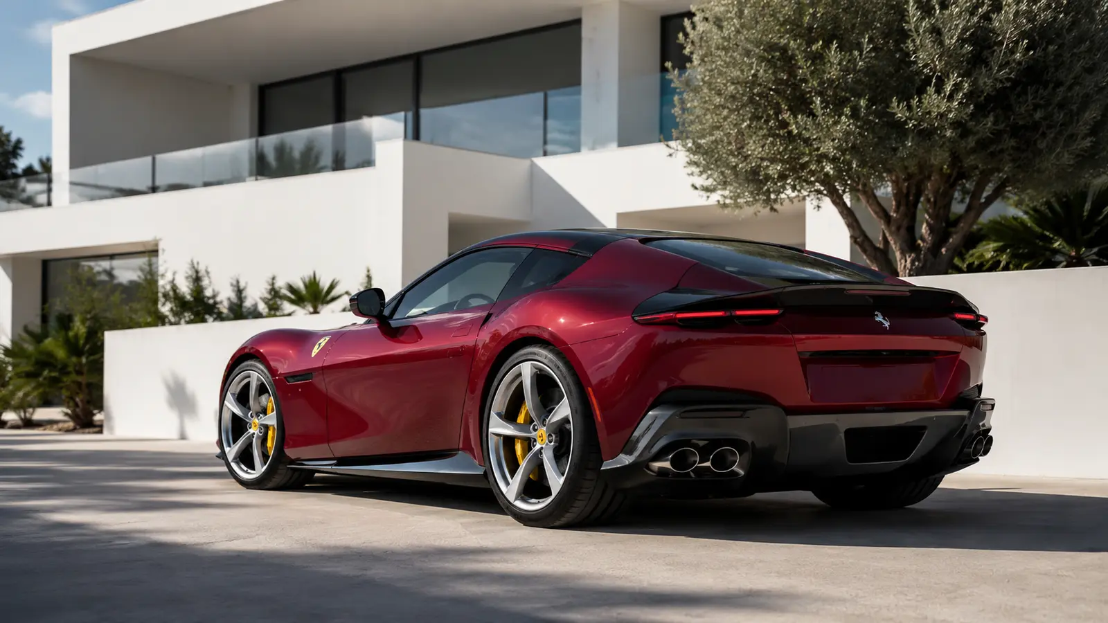 АВТО 1001155 красный Ferrari 12Cilindri у белой виллы