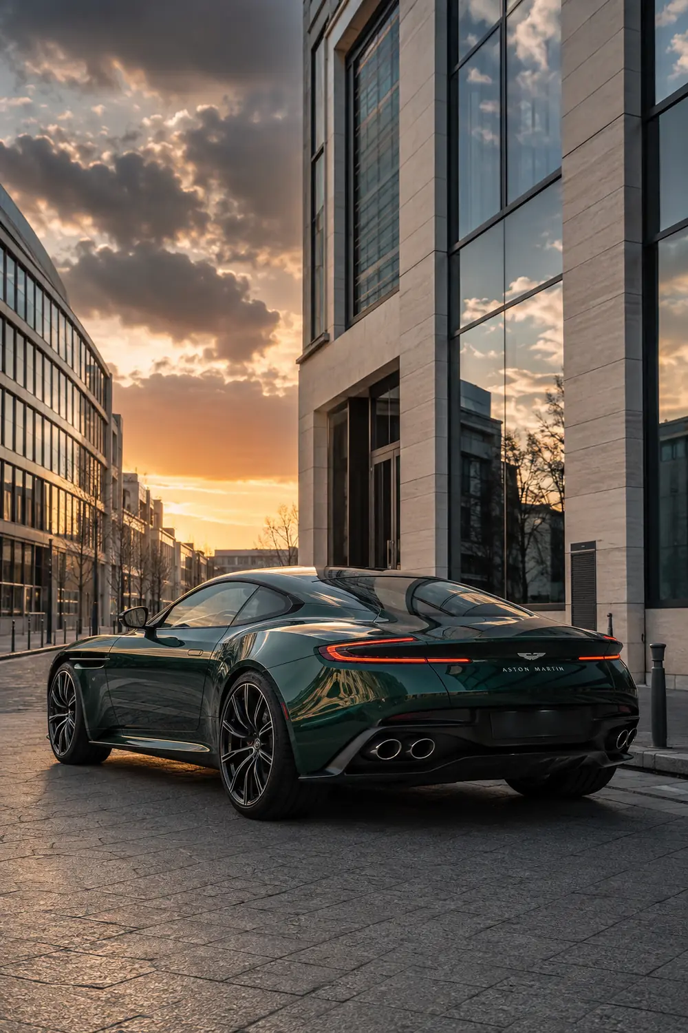 АВТО 1003738 зелёный Aston Martin DB12 в закатном Париже