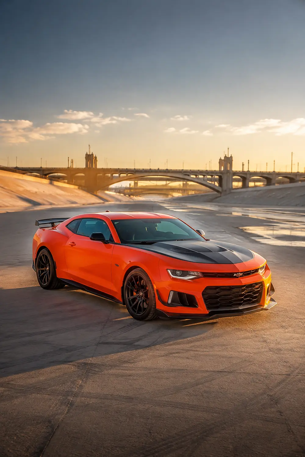 АВТО 1003607 оранжевый Chevrolet Camaro ZL1 1LE в бетонном канале